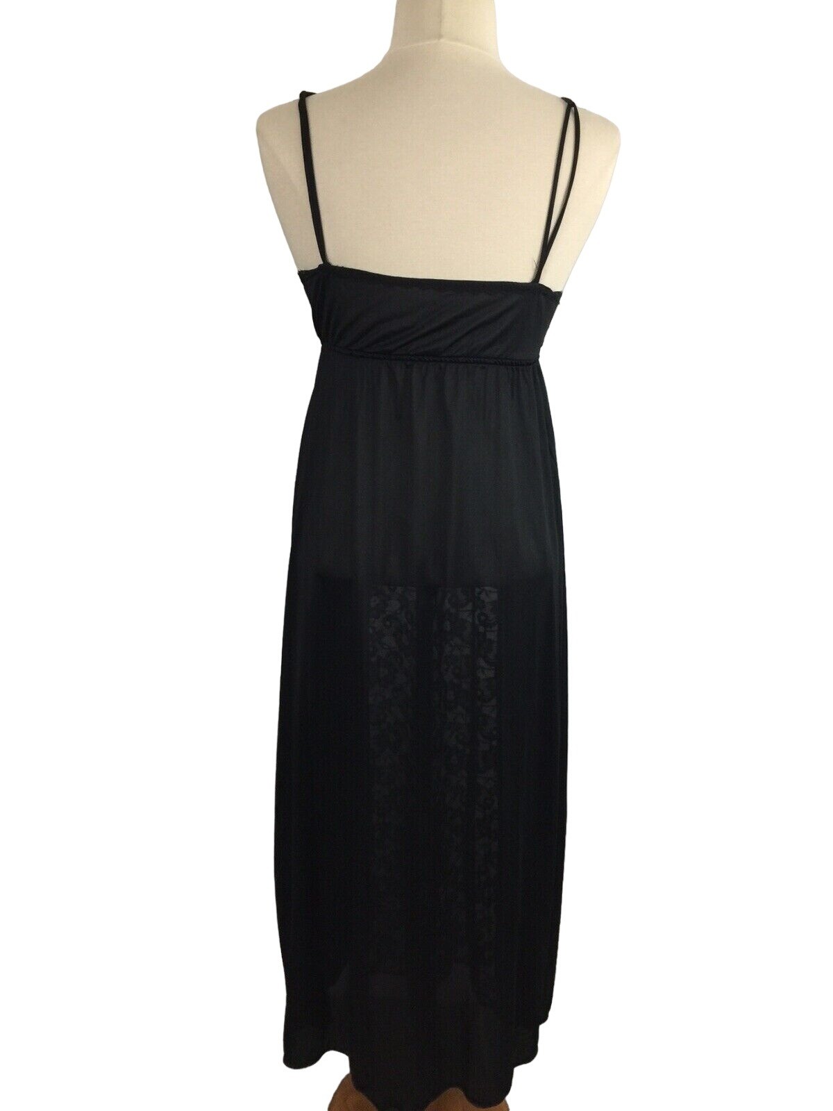 Vintage Jill Andrea Women’s M Nightgown Black Red Sheer Lace Long Gown Goth