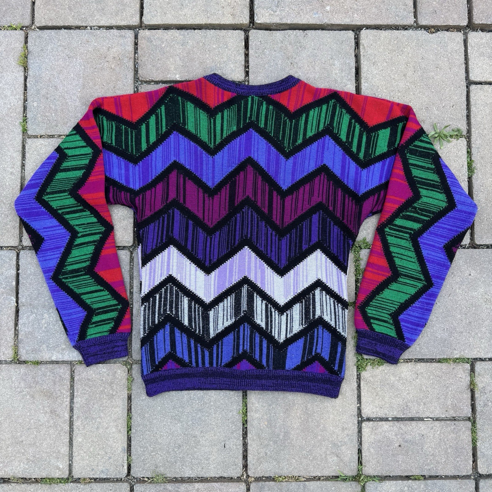 VTG 90s Gianni Versace Virgin Wool Cardigan Sweater Colorful Gold Buttons S READ