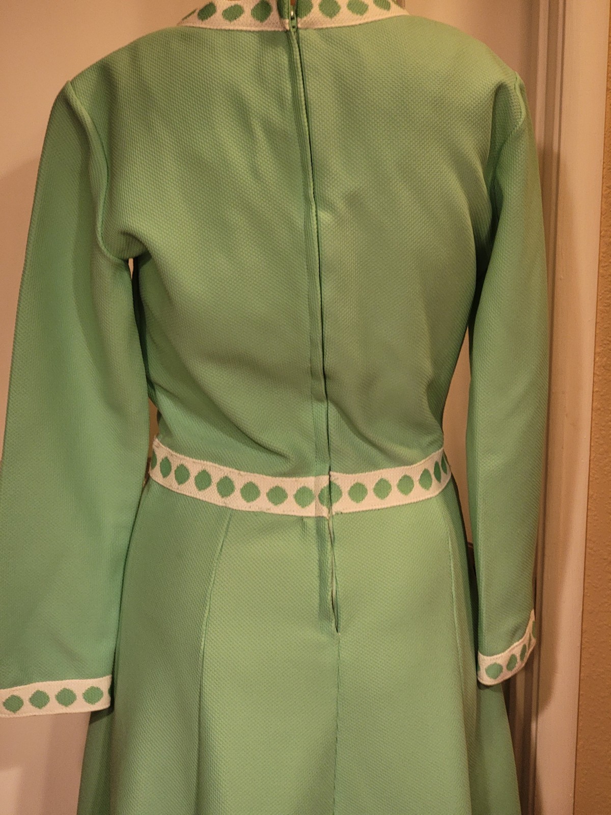 VTG 70s Shady Lane Jonathan Logan Green Mod Knit Maxi Dress