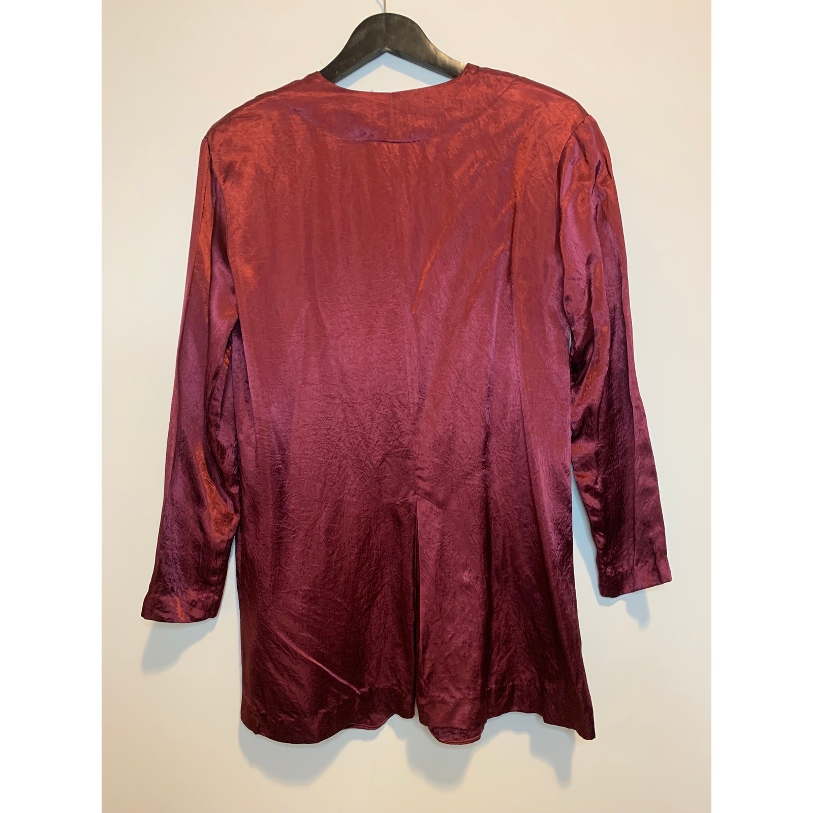 Vintage 80s Sequel Burgundy Button Front Tunic Top S/M