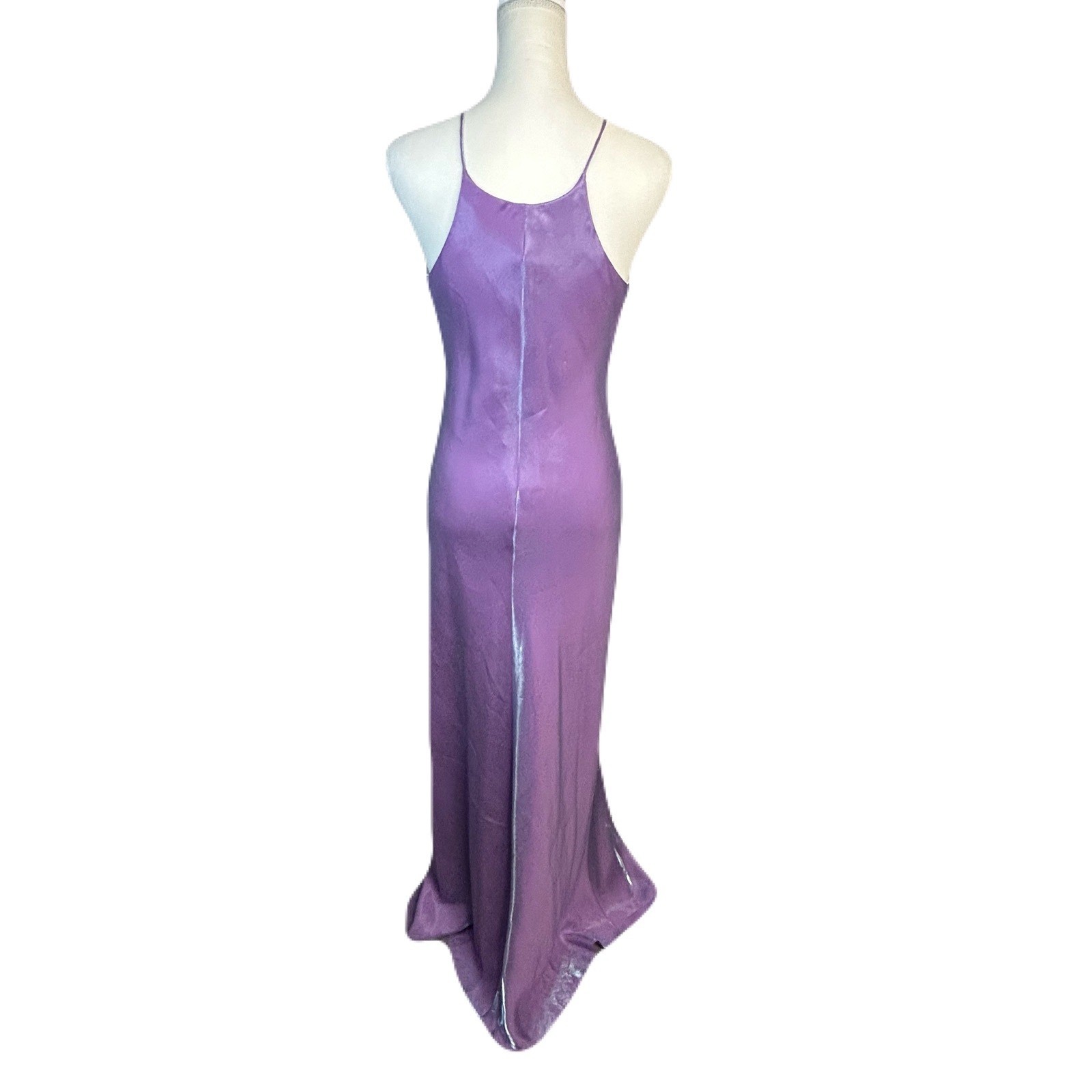 Vtg Chelsea Nites Iridescent Purple Formal Gown Beaded With Shawl Size 12 Prom