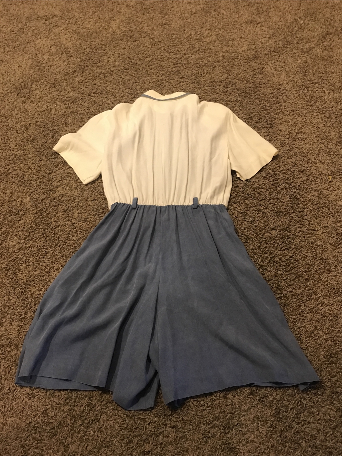 Ms Choice Women Dress 8P Floral Blue Long Romper Short Sleeve VTG B22