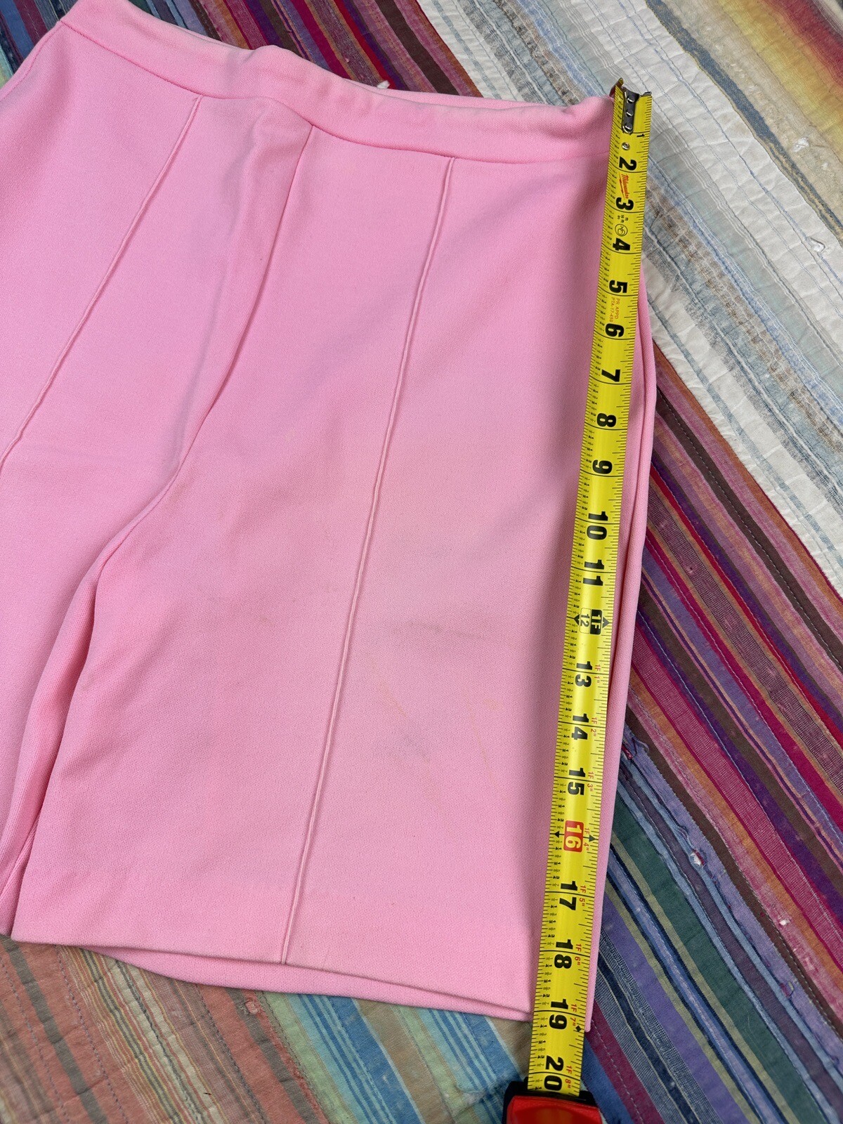 Vtg 60s 70s Jane Colby Polyester Stretch Pintuck Shorts Pastel Pink Womens 13-14