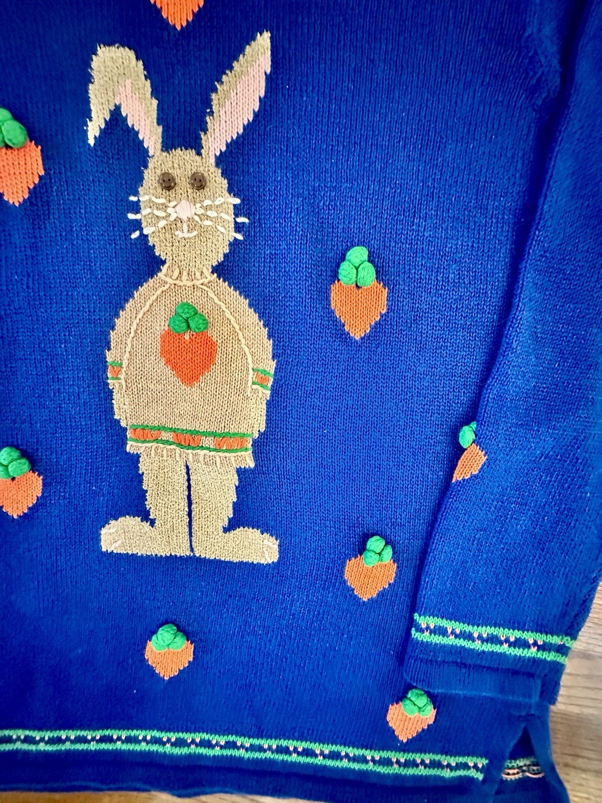 Vintage Sweater NWT Bunny Rabbit Large Grandmacore Grannycore Quaker Factory