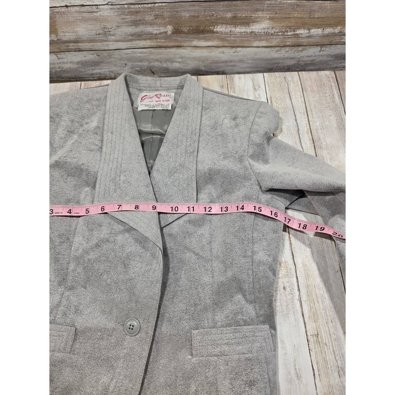 Gino Rossi Wilson UltraSuede Skirt Suit Set Gray Blazer Pencil Skirt Vintage