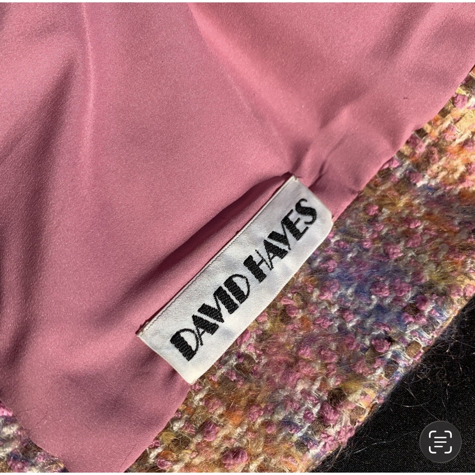 Vintage David Hayes Pink Multi Mohair Wool Blazer Barbie Pink Lining Size 4