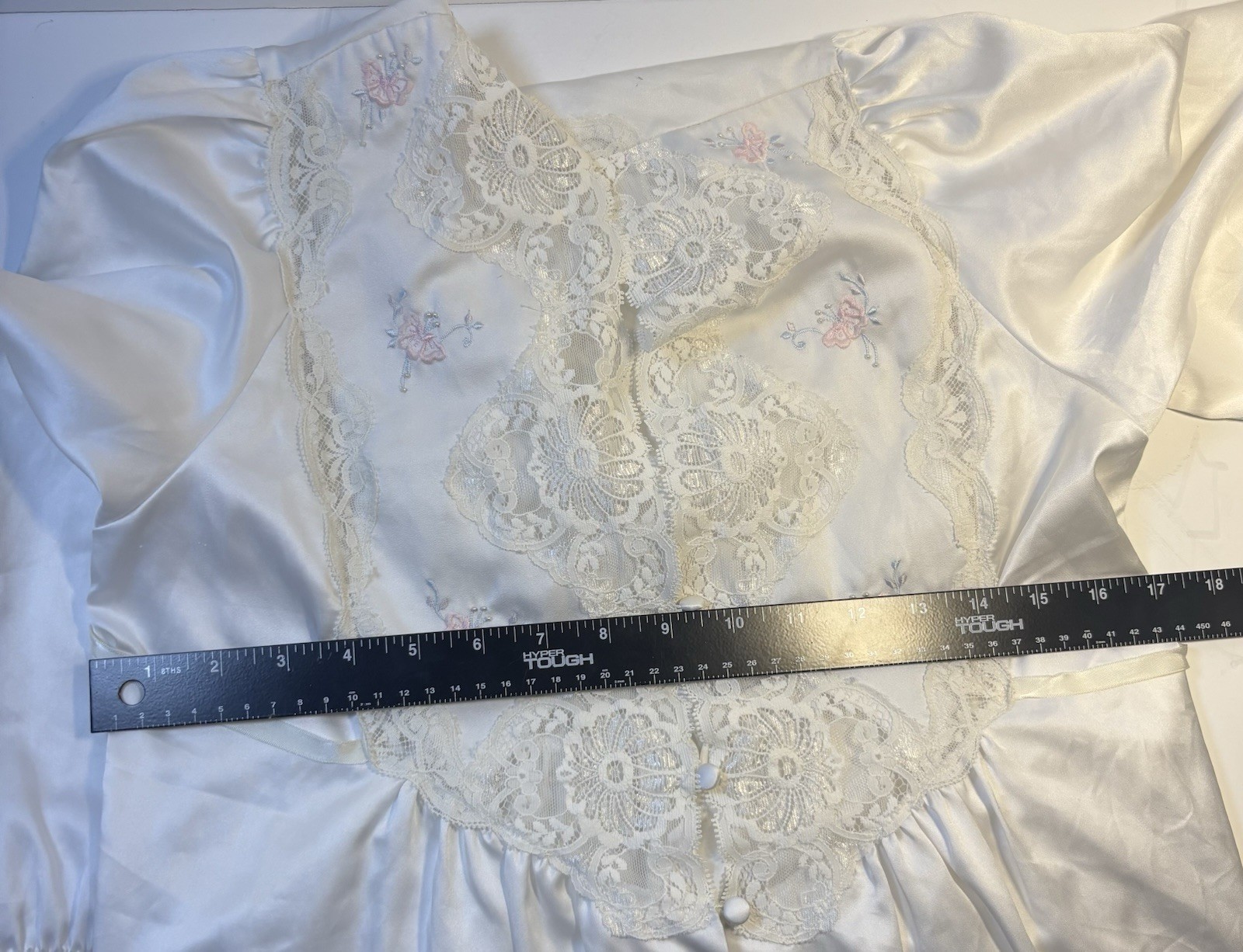 Vintage Barbizon Ivory Satin Lace Peignoir Set Gown & Robe 1950s Lingerie READ