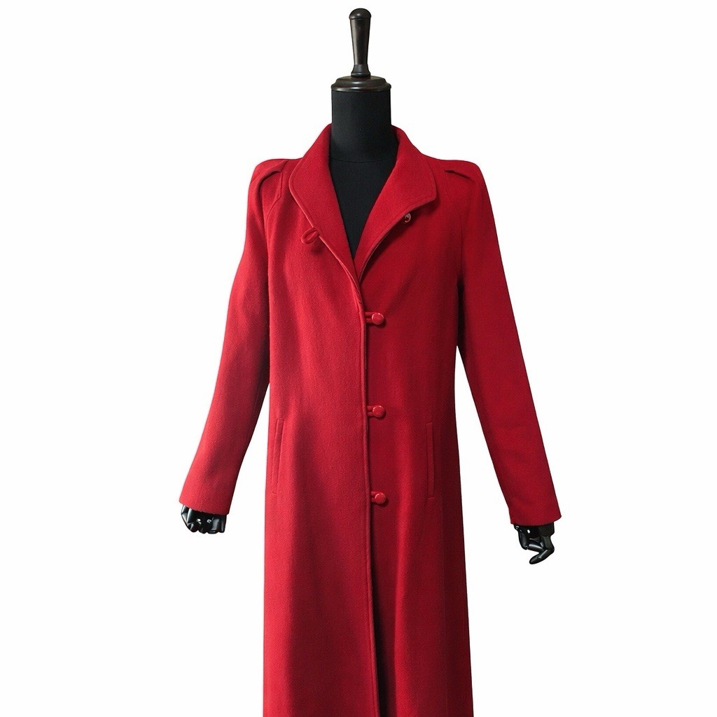 Vintage Beau Brumm Red Wool Coat Womens 12T Tall USA ILGWU Union Long Coat
