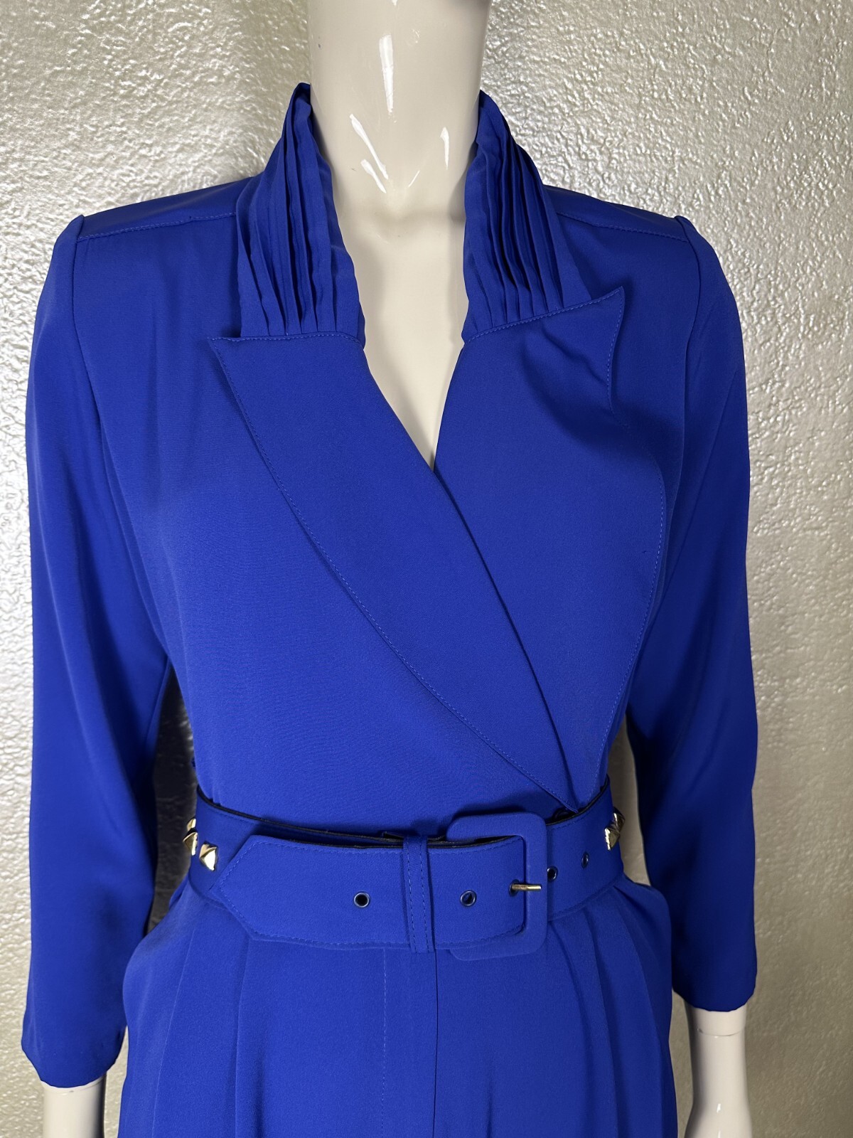 Vintage 1980s Ladies JOAN WALTERS Electric Blue Jumpsuit w/Studded Belt