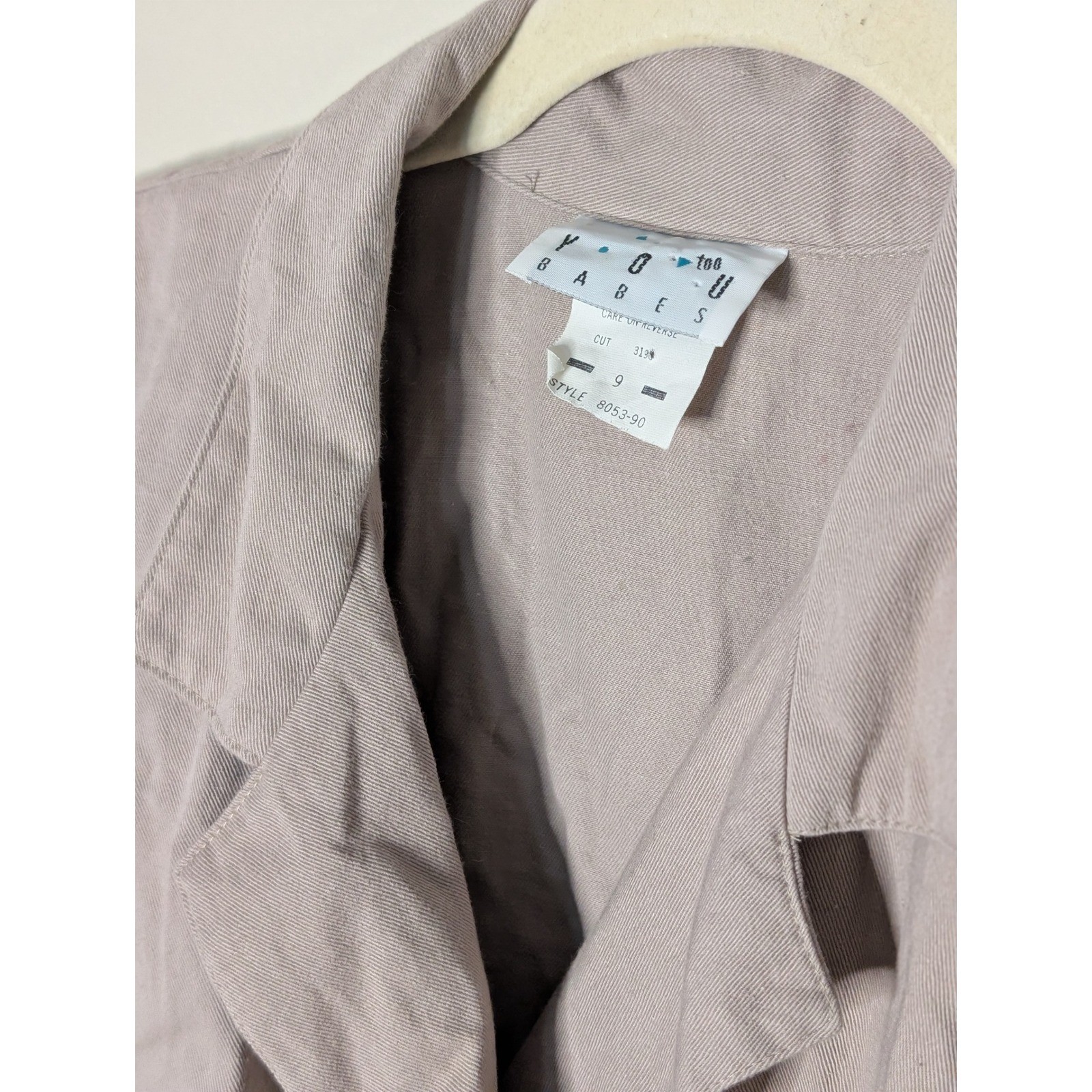 Vintage You Babes Mauve Cotton Wrap Dress Long Sleeve Pleated Pockets Size 9