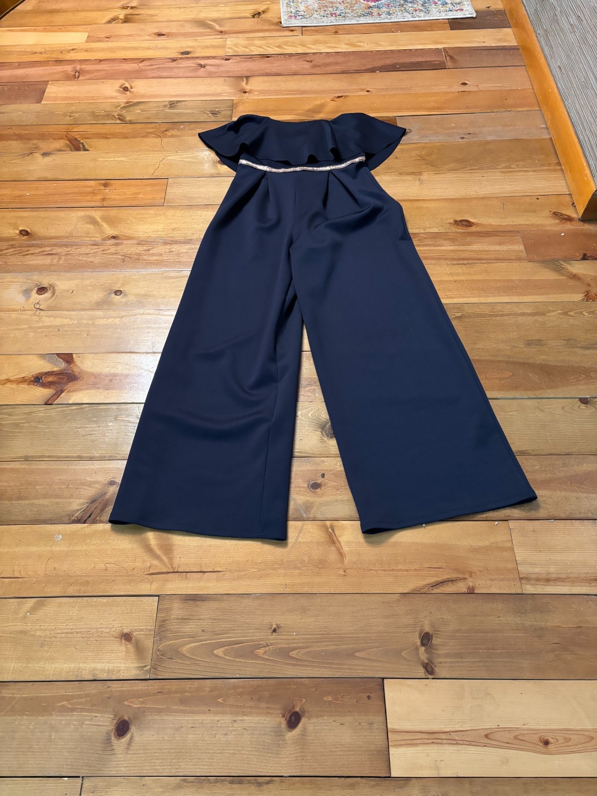 Vintage 70’s Miss Selfridge Navy Blue Formal Strapless One Piece Pantsuit Size 6