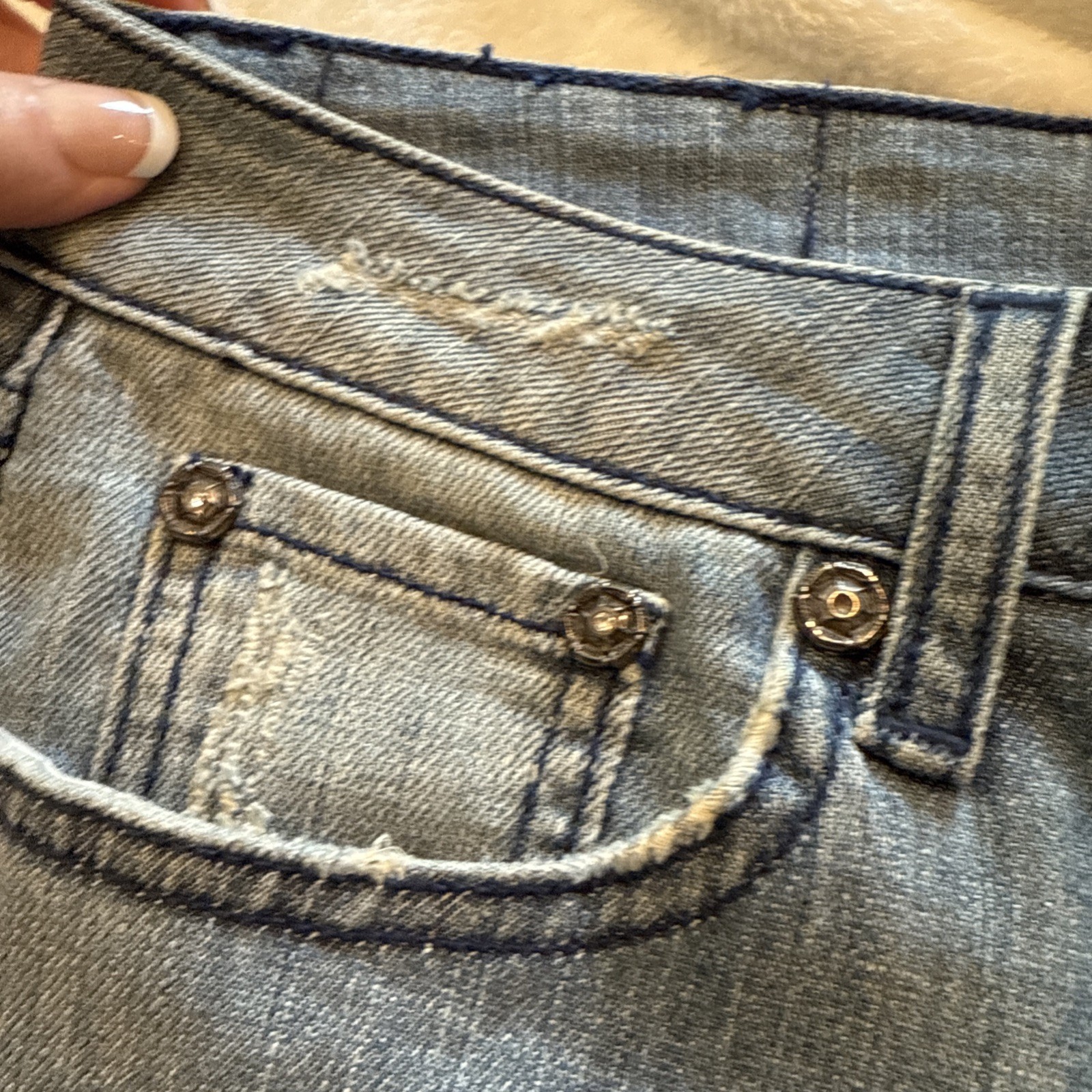 Vintage Baby Phat Capri Pants Distressed Silver Pearls Rhinestones Cat Size 7
