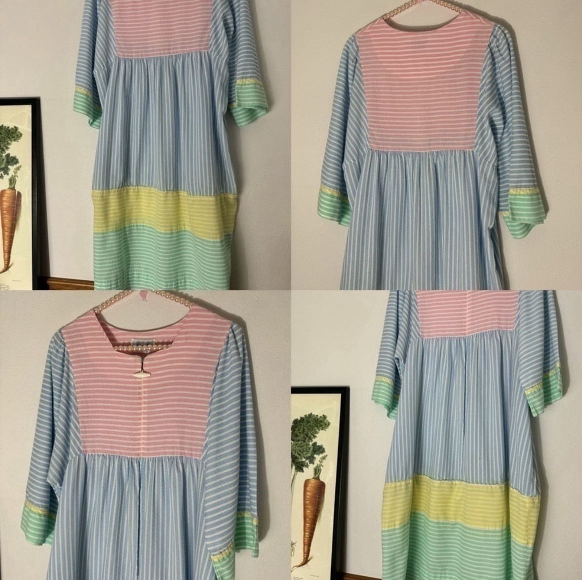Vintage pastel striped seersucker dress