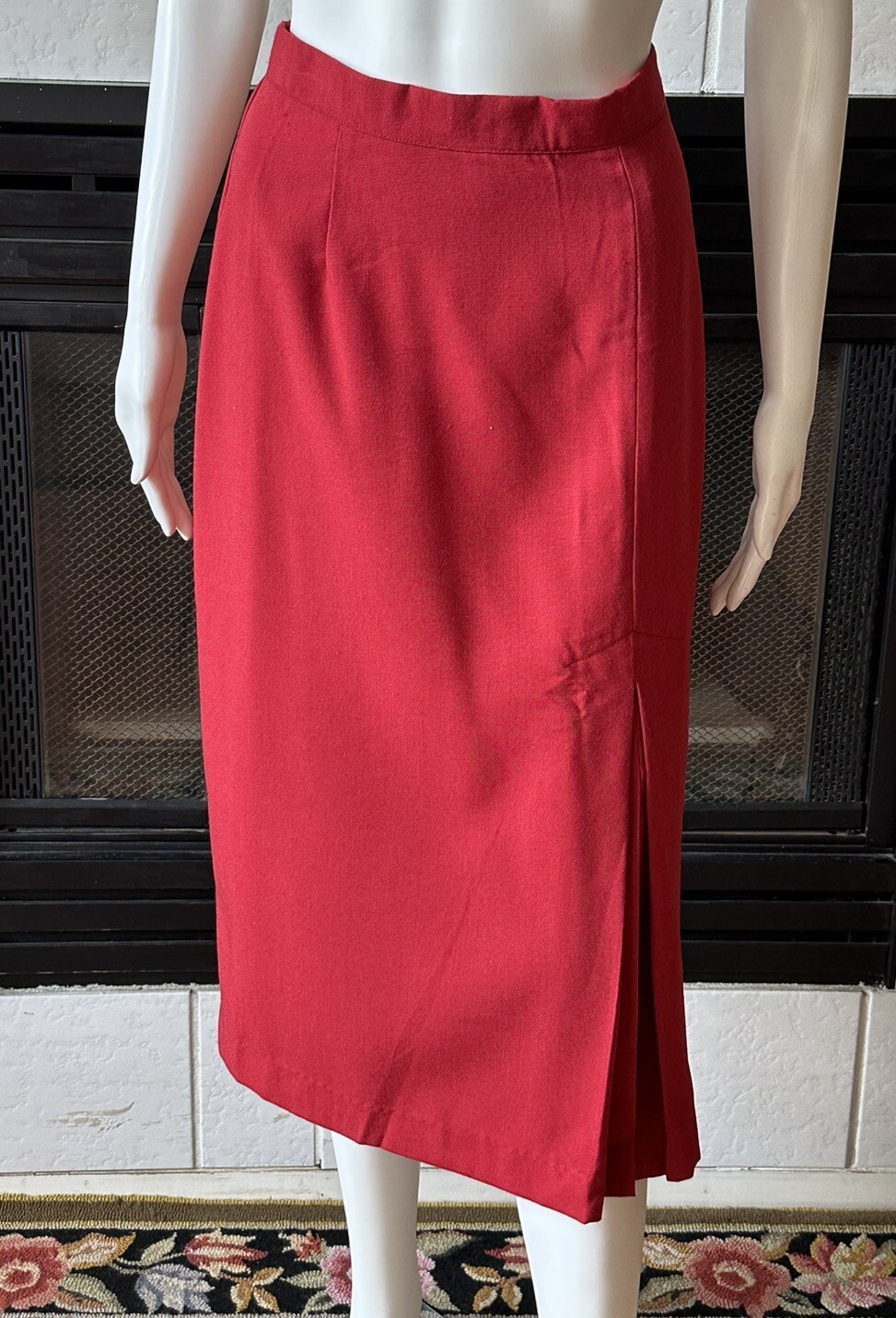 Vintage You Babes Red Skirt W/ Front Slit Juniors Size 9 Waist 26” Hips 36”