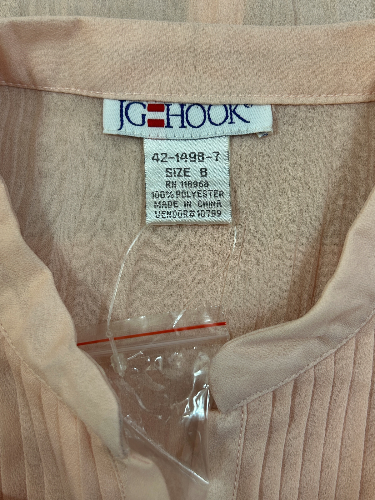 Classic Vintage Blush Pink Blouse Sz 8 JG Hook Pintuck Pearl LS Top NWOT