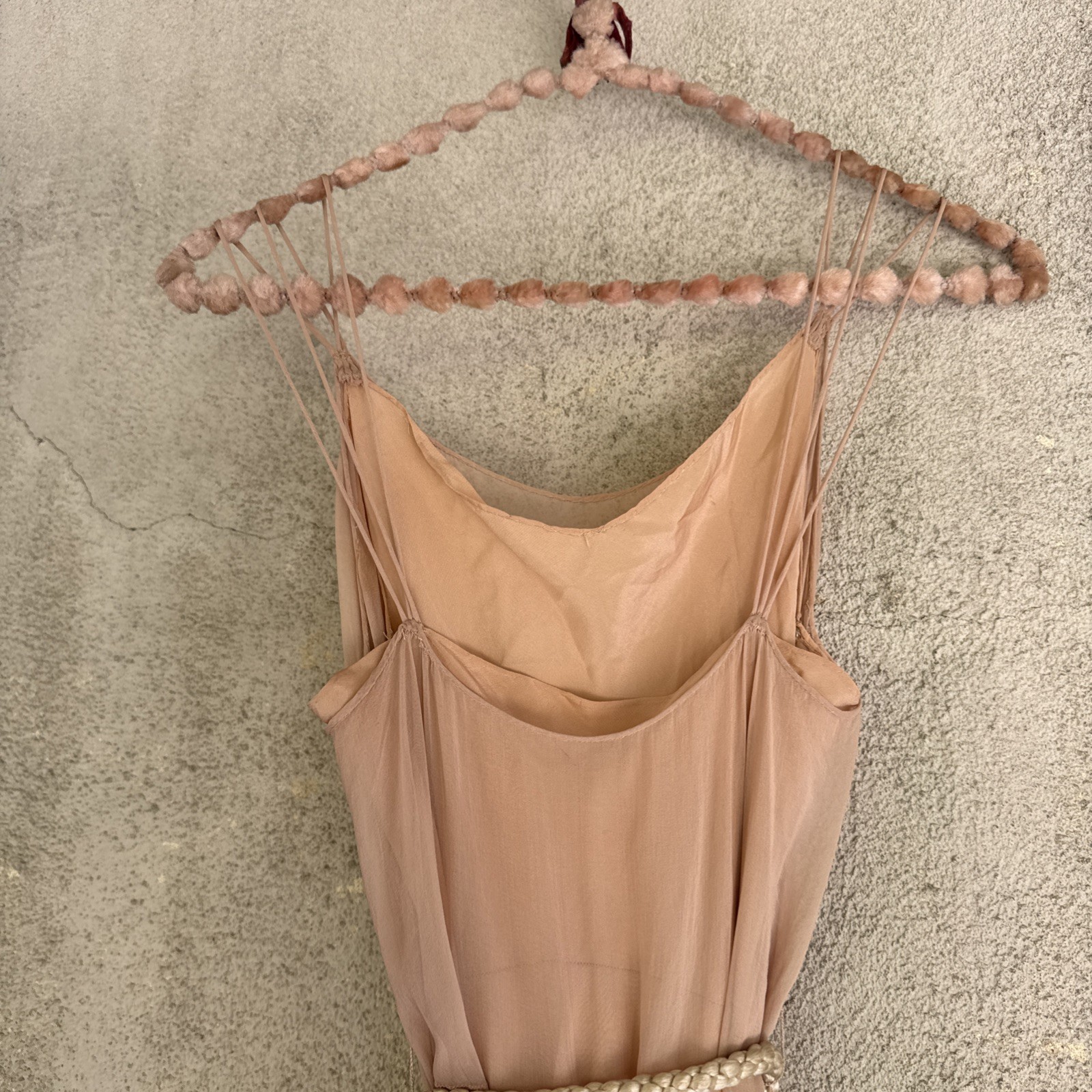 Vintage 1930s Lightest Pink Silk Chiffon Gown Triple Strap Maxi Fairy Dress