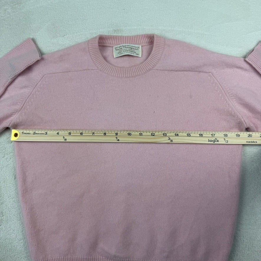 Vintage Norm Thompson Pink 100% Cashmere Crewneck Sweater Made in Scotland 38