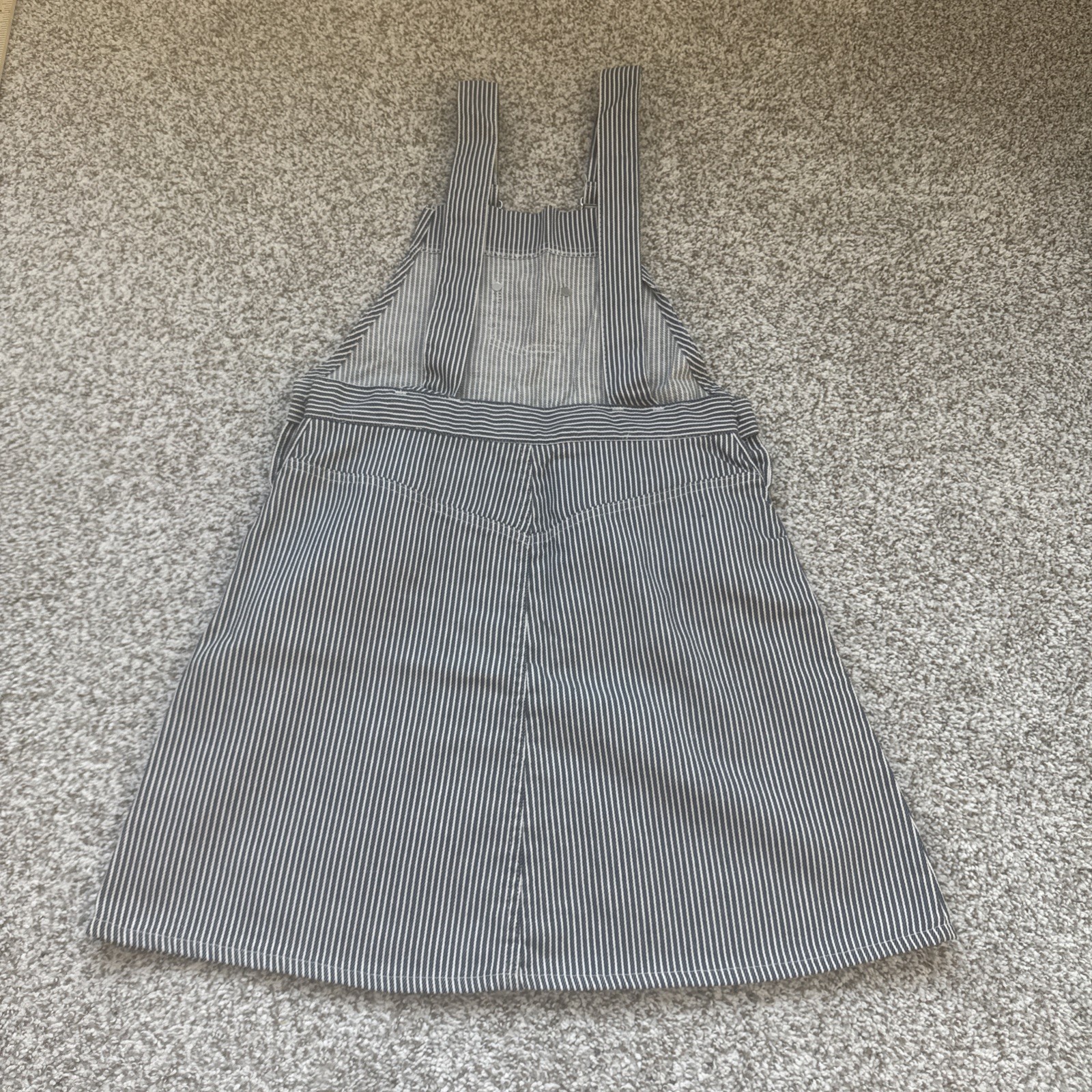 MINT Vtg 75 LEVI’S L Hickory Stripe Denim Overall Dress White Tab S Made in USA