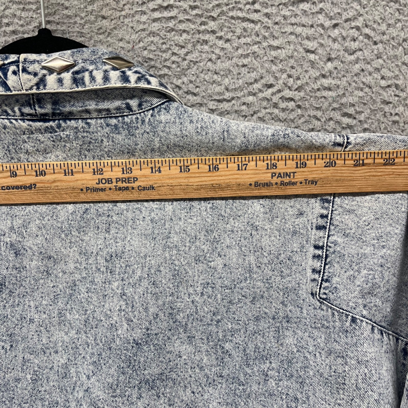 Vtg Acid Wash Denim Jacket Womens XL Light Wash Studded 80’s 90’s Retro