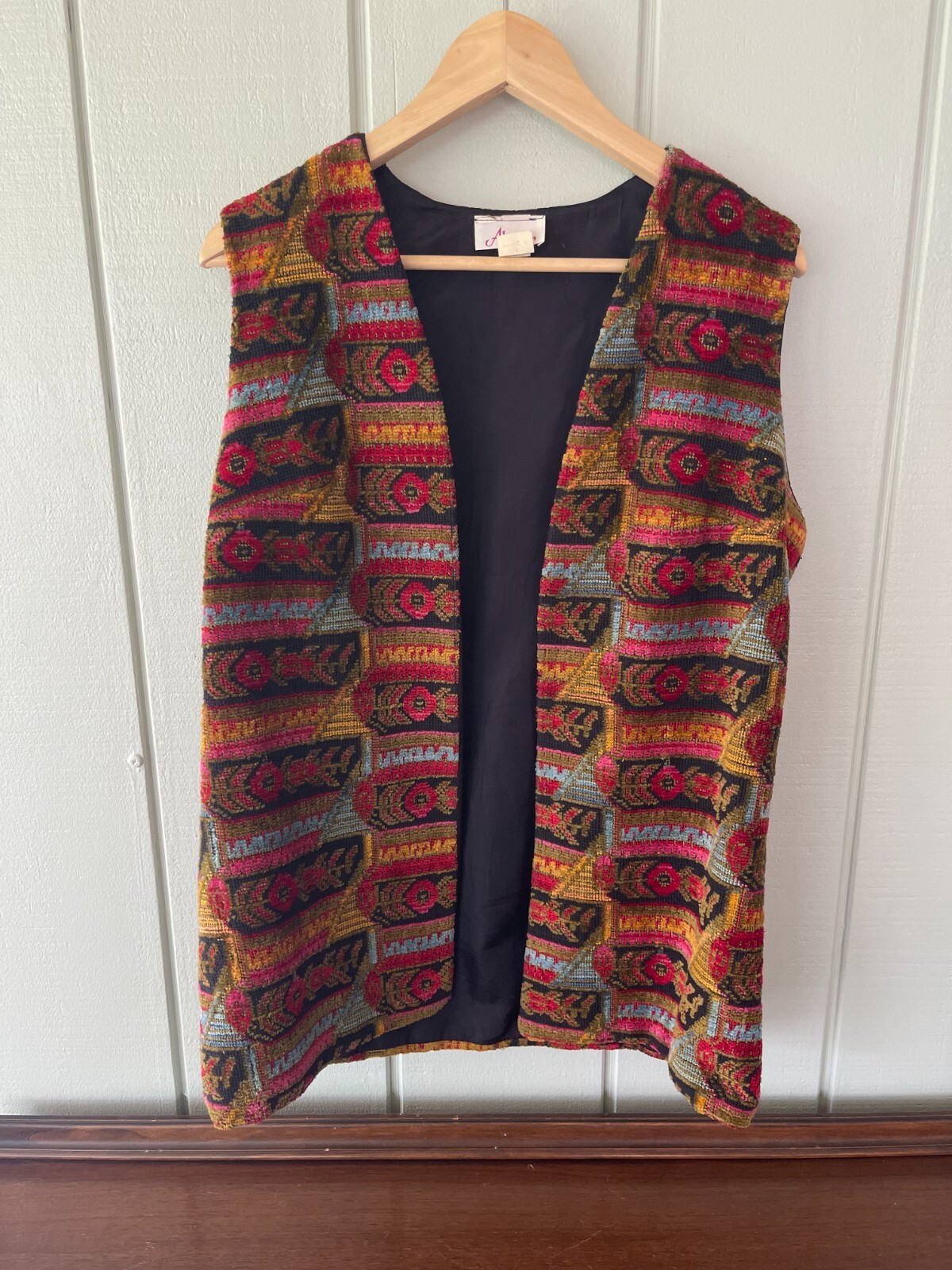 VTG 1970’s Aladdin Unisex Colorful Tapestry Boho Hippie Vest – Size Medium