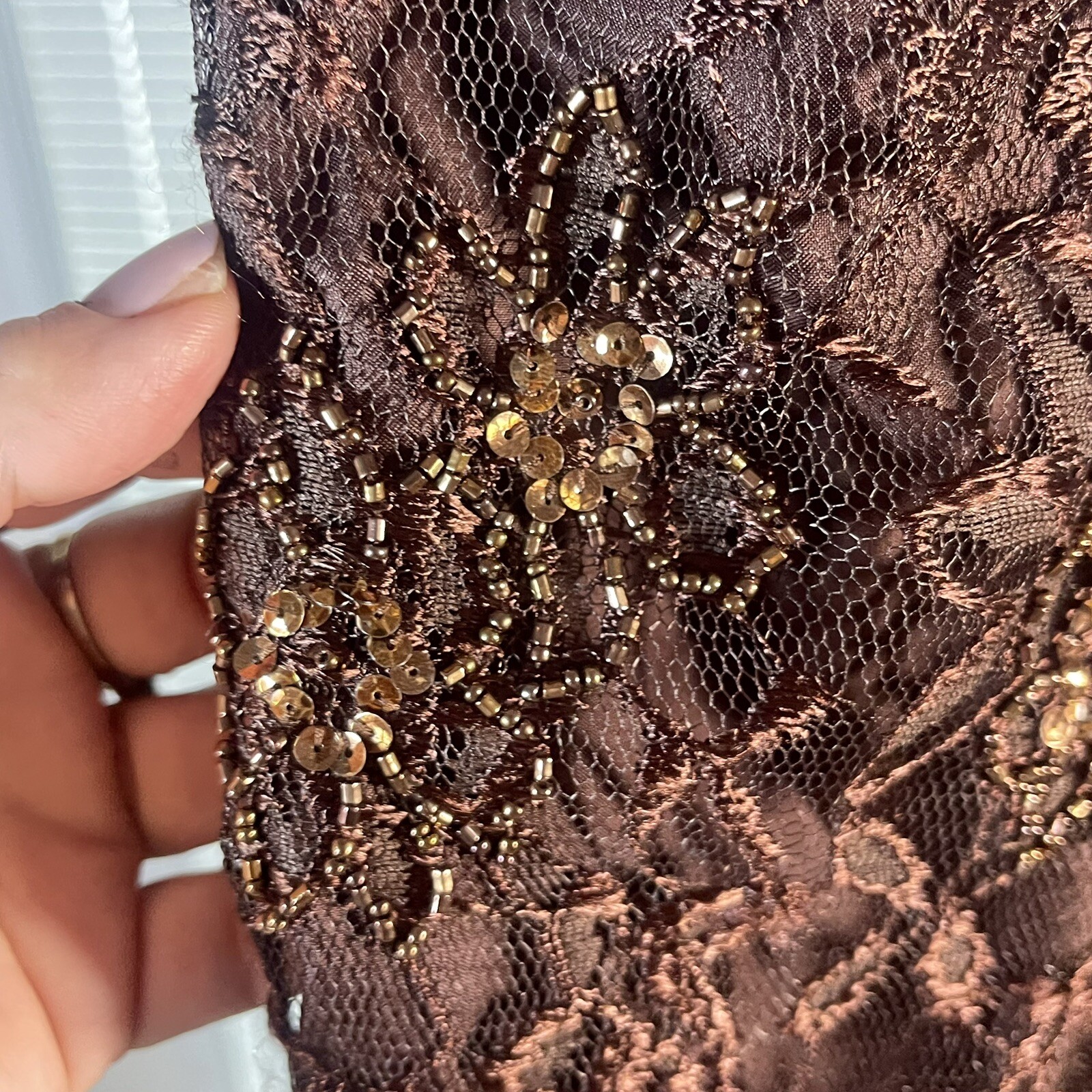 Camila Elbaz Vtg Mother Of The Bride Lace Sequin Ruffled Tier Spain Silk Dress