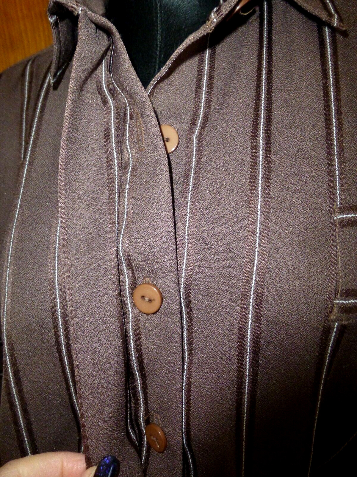 VTG 70s LESLIE FAY Stripe Dolman Slv Secretary Cocktail Belted Shirt DRESS M