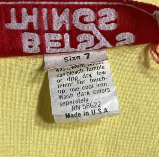 Vintage 70s/80s Betsy’s Things Sz Size 7 USA Made Yellow Jump Suit Jumpsuit
