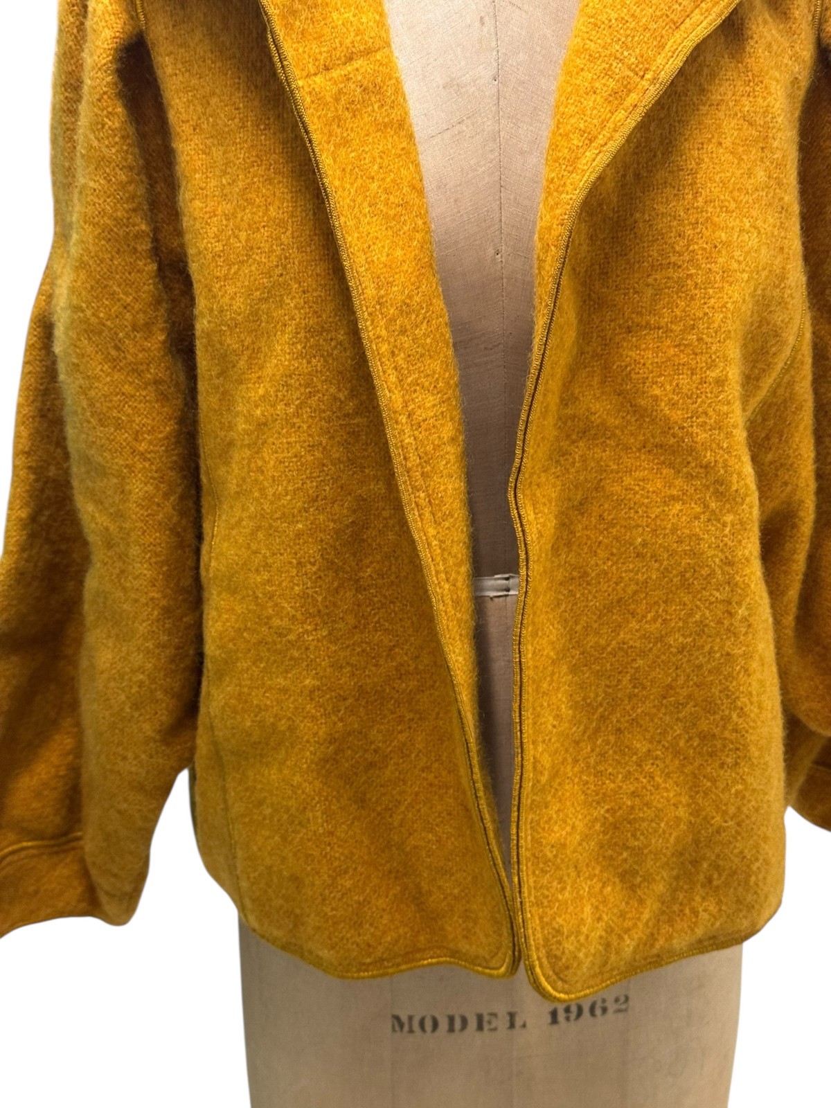 Vintage Mrs. H Winter Yellow Gold Dolman Sleeve Short Coat Small -Petite