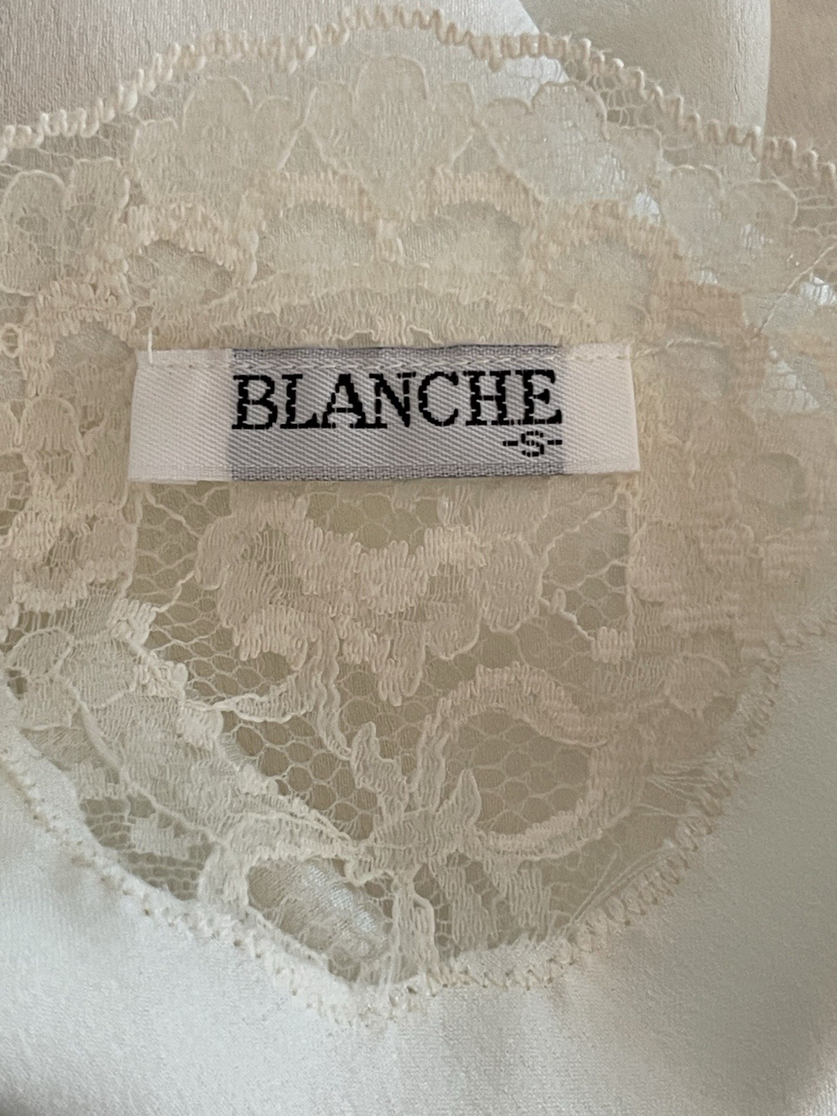 Vtg Blanche Nightgown Nighty Chemise Cream Lace USA Union Made Tag Ladies Small