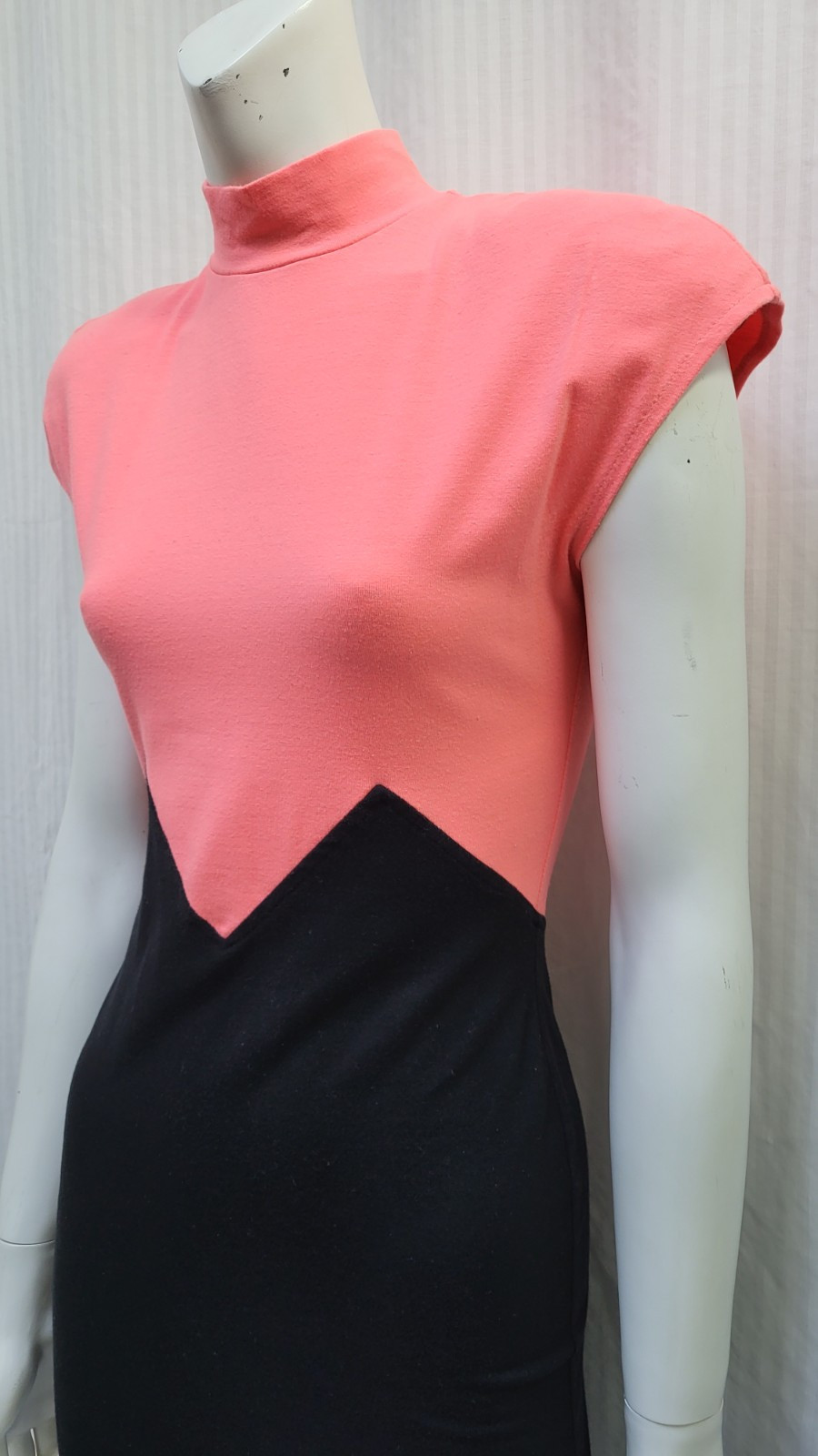 Vintage 1980’s ALL THAT JAZZ Pink & Black Body Con Knit Dress – Size S