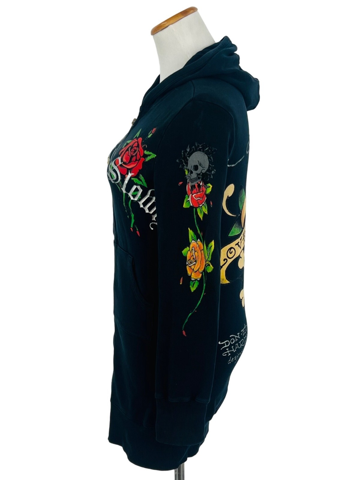 VTG Ed Hardy Christian Audigier Black Tattoo Graphic Zip Hoodie S | McBling Y2K