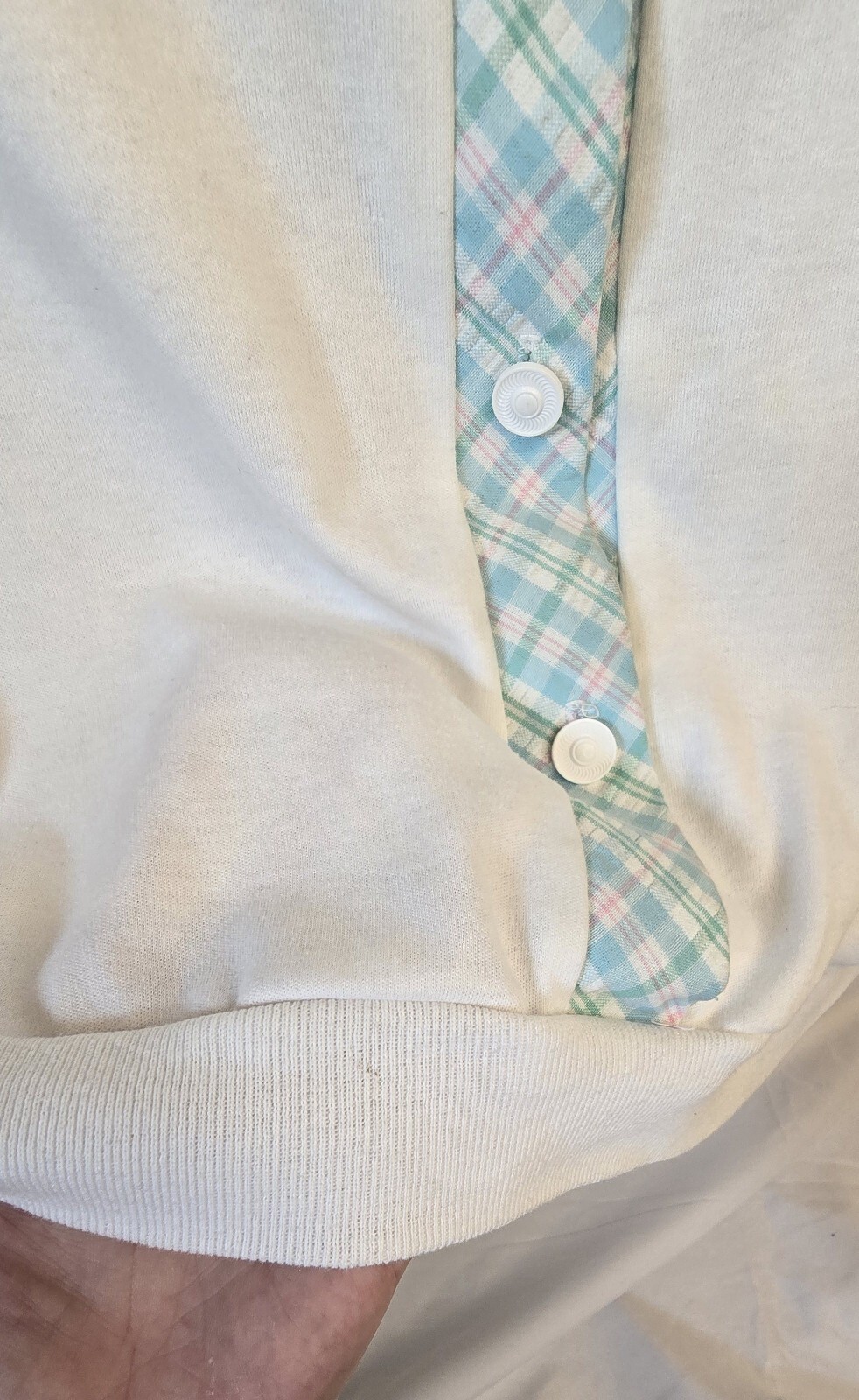 Vintage Graff Californiawear Shirt & Short Set, Size L/12, Blue Plaid & White