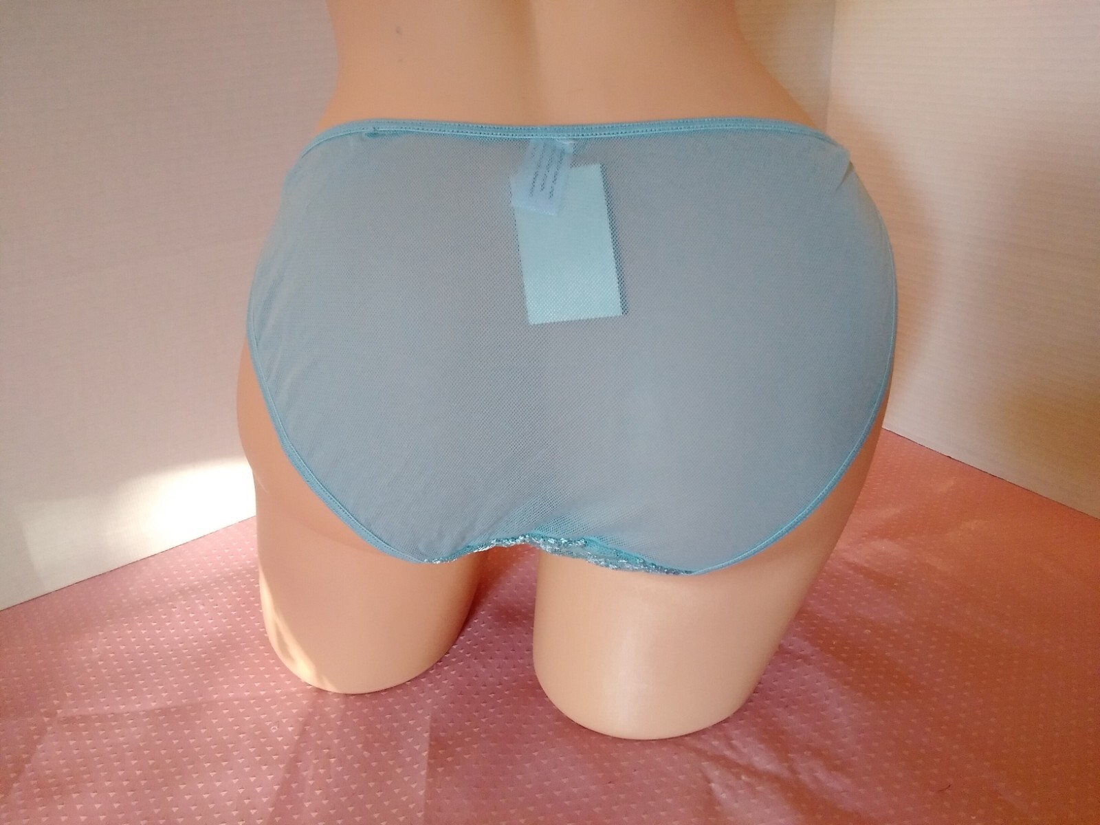 Panties Vintage NWT Nylon Mesh Lace String Bikini SZ 7 Turquoise Blue