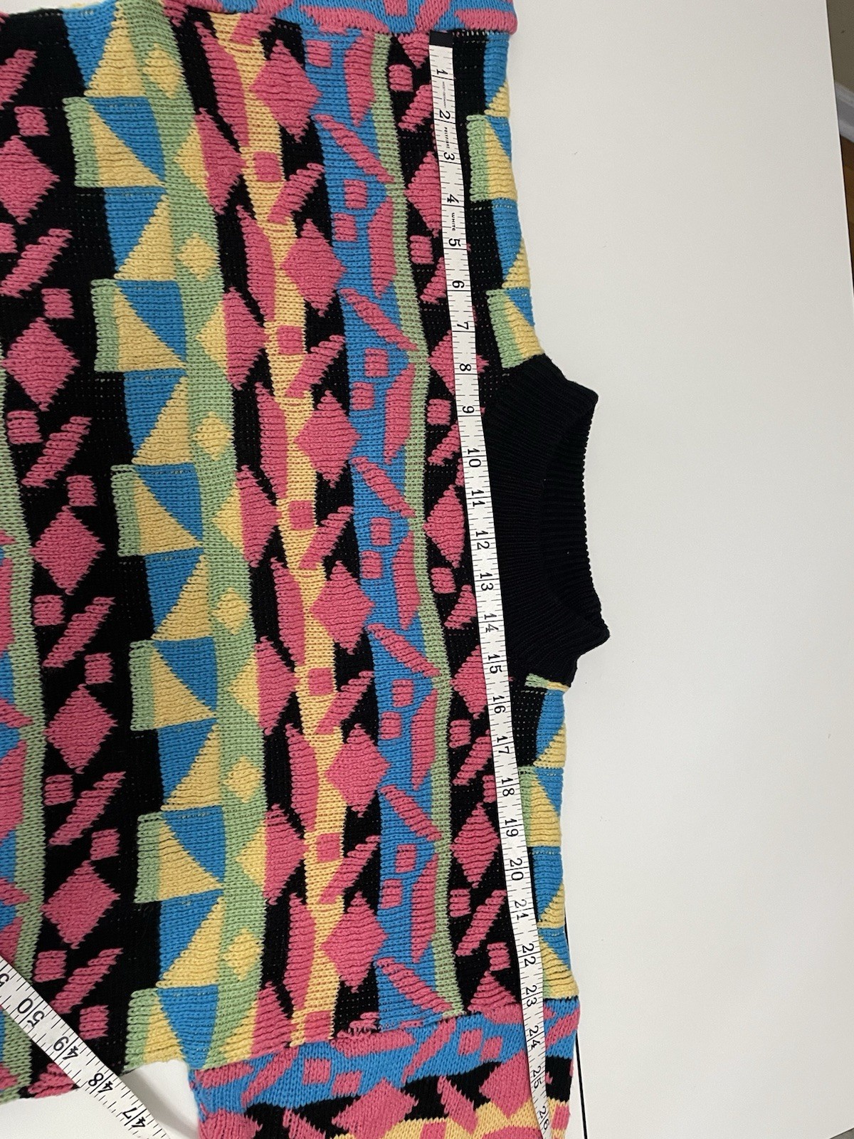 VTG 1980s Rainbow Geometric Oversized Slouchy Retro Mock Neck Knit Sweater med