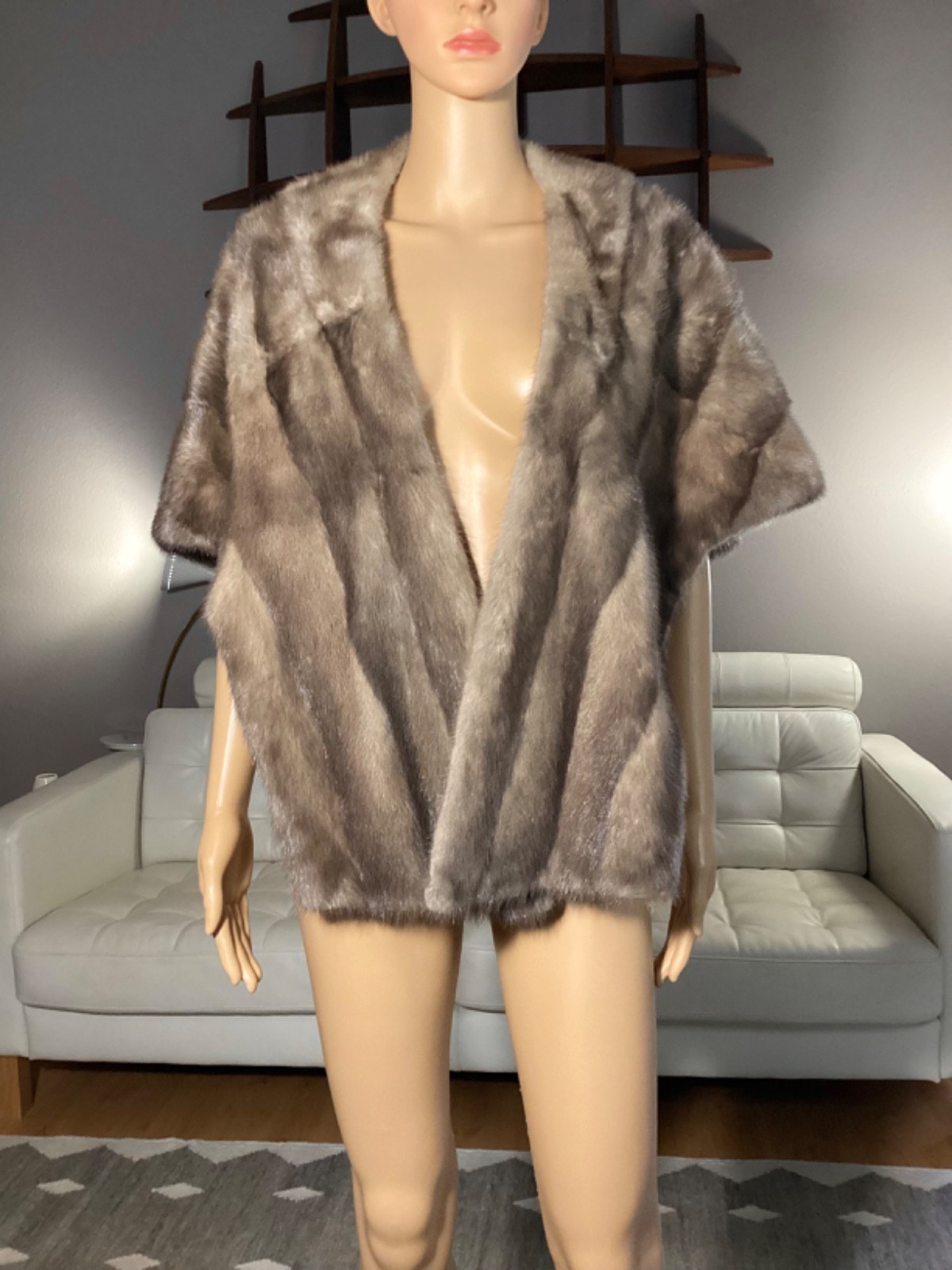 Vintage 60s Blonde Mink Fur Cape Caplet Stole Shawl Jacket Bridal Old Hollywood