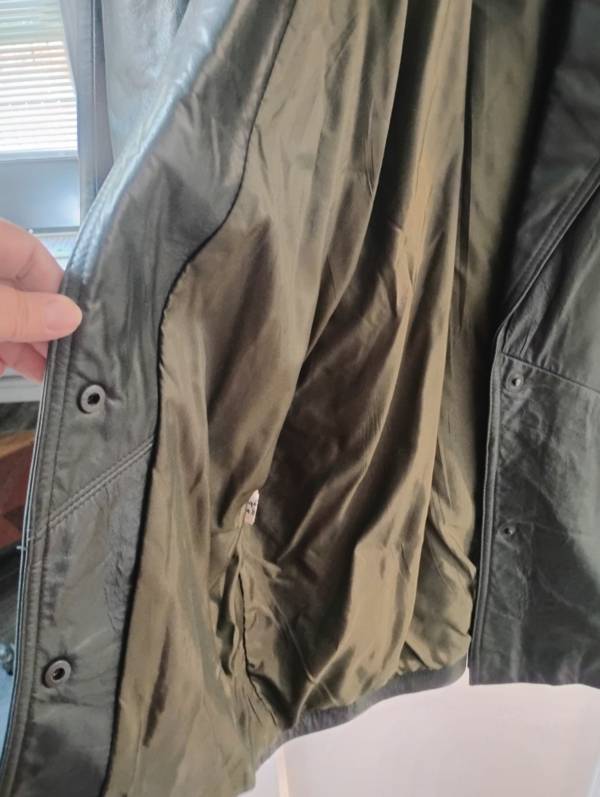 Vintage 80s Harbor Dark Green Leather Jacket Oversized Shawl Collar Coat Medium