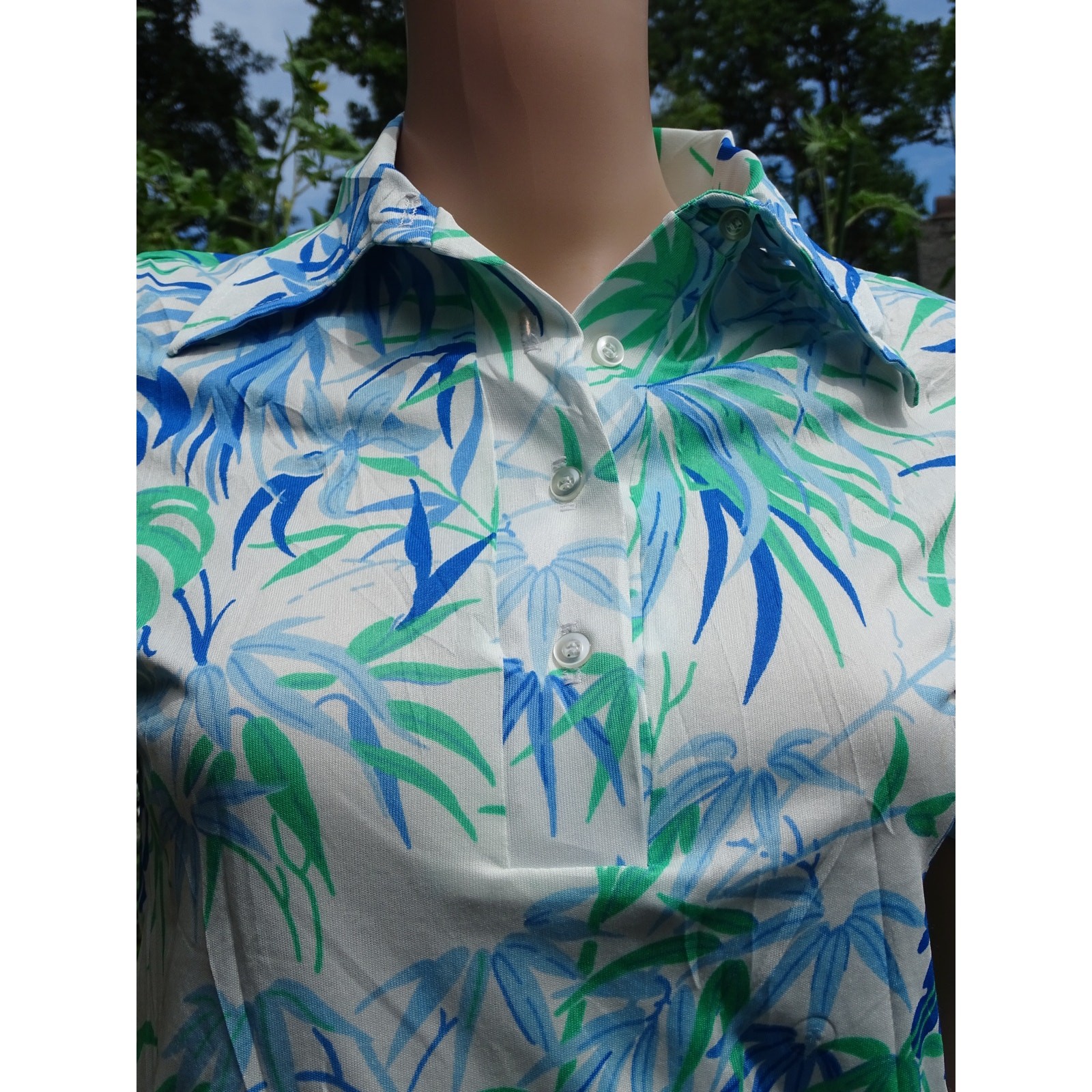 Vintage 70s Jayson Classics Bamboo Botanical Print Shirt Womens Medium Hawaiian