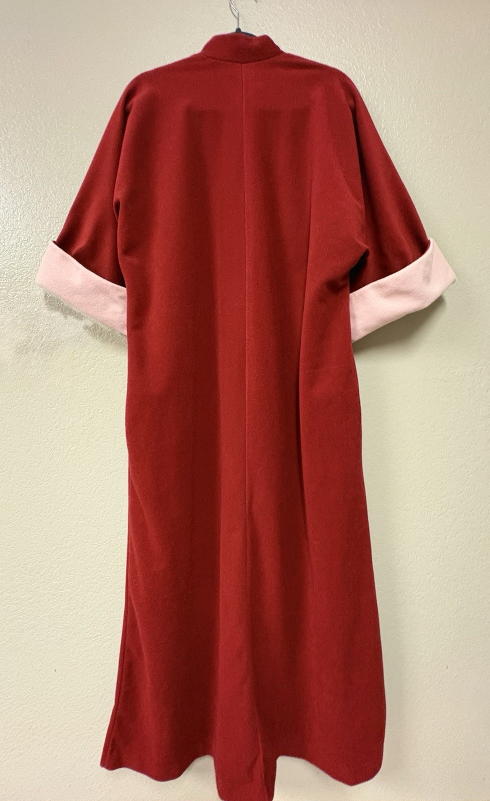 Vintage 1970s Vassarette Velour Zip Up Lounge Robe Large Burgundy Housecoat