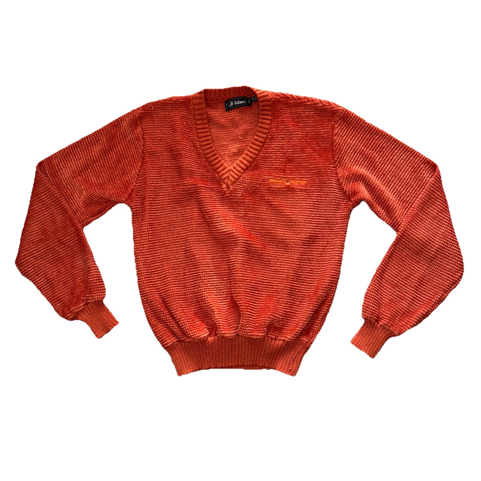 VTG Disco JF Adams Women’s Acrylic Rust Orange Textured Long Sleeve Shirt Read