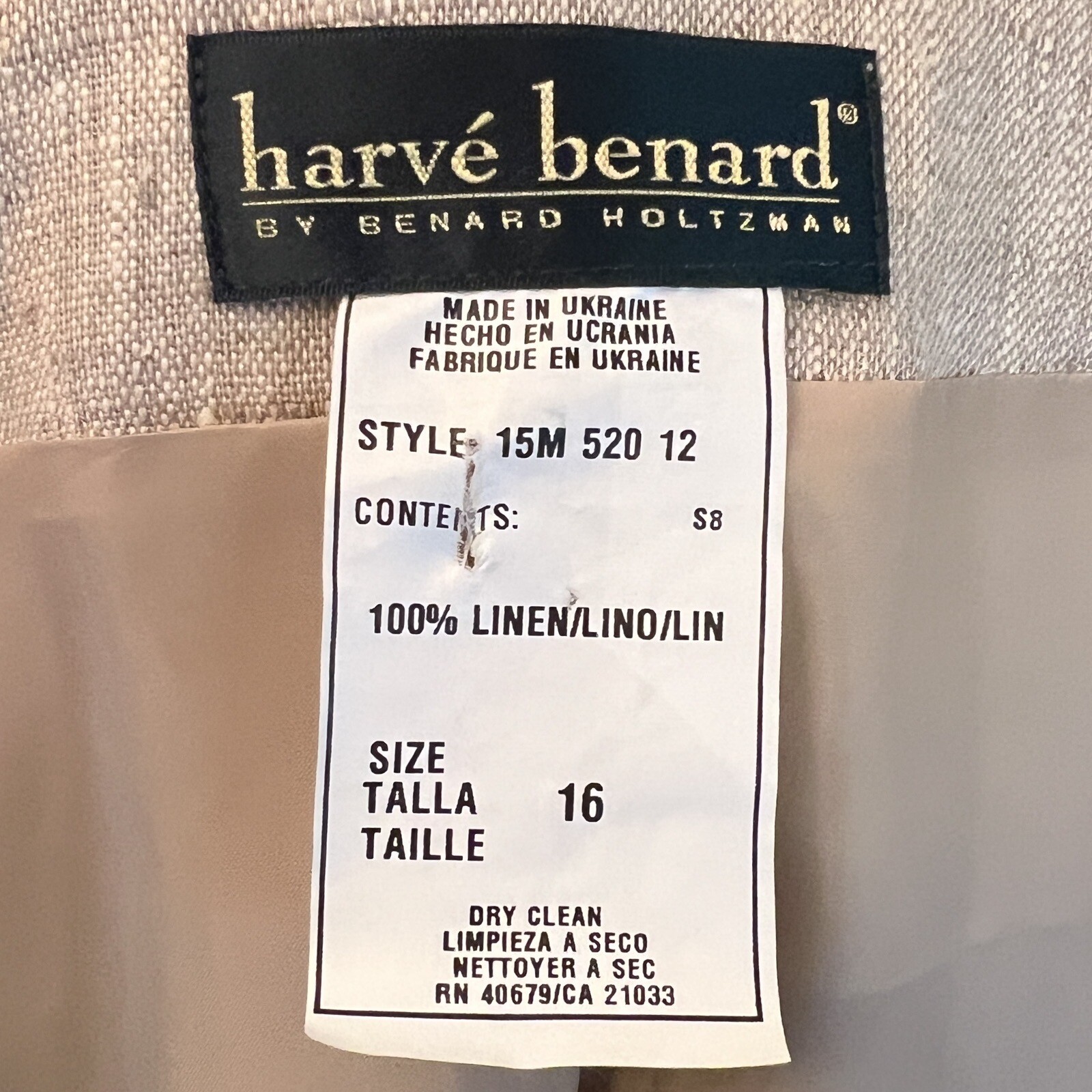 Linen Jacket Minimalist Size 16 Button Front NEW Vintage 90s Harve Bernard