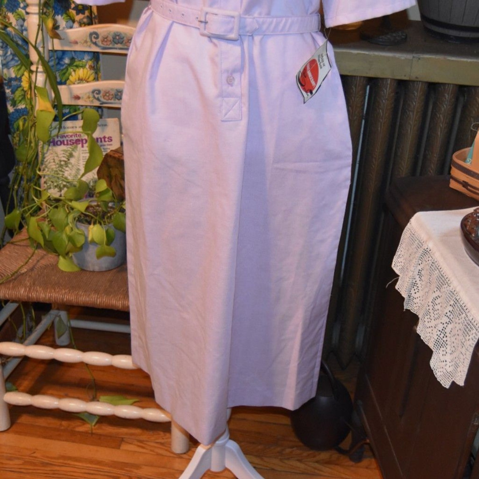 Vintage 1980s Serbin Shirtwaist Dress Purple NOS Belted Dress USA Size Small