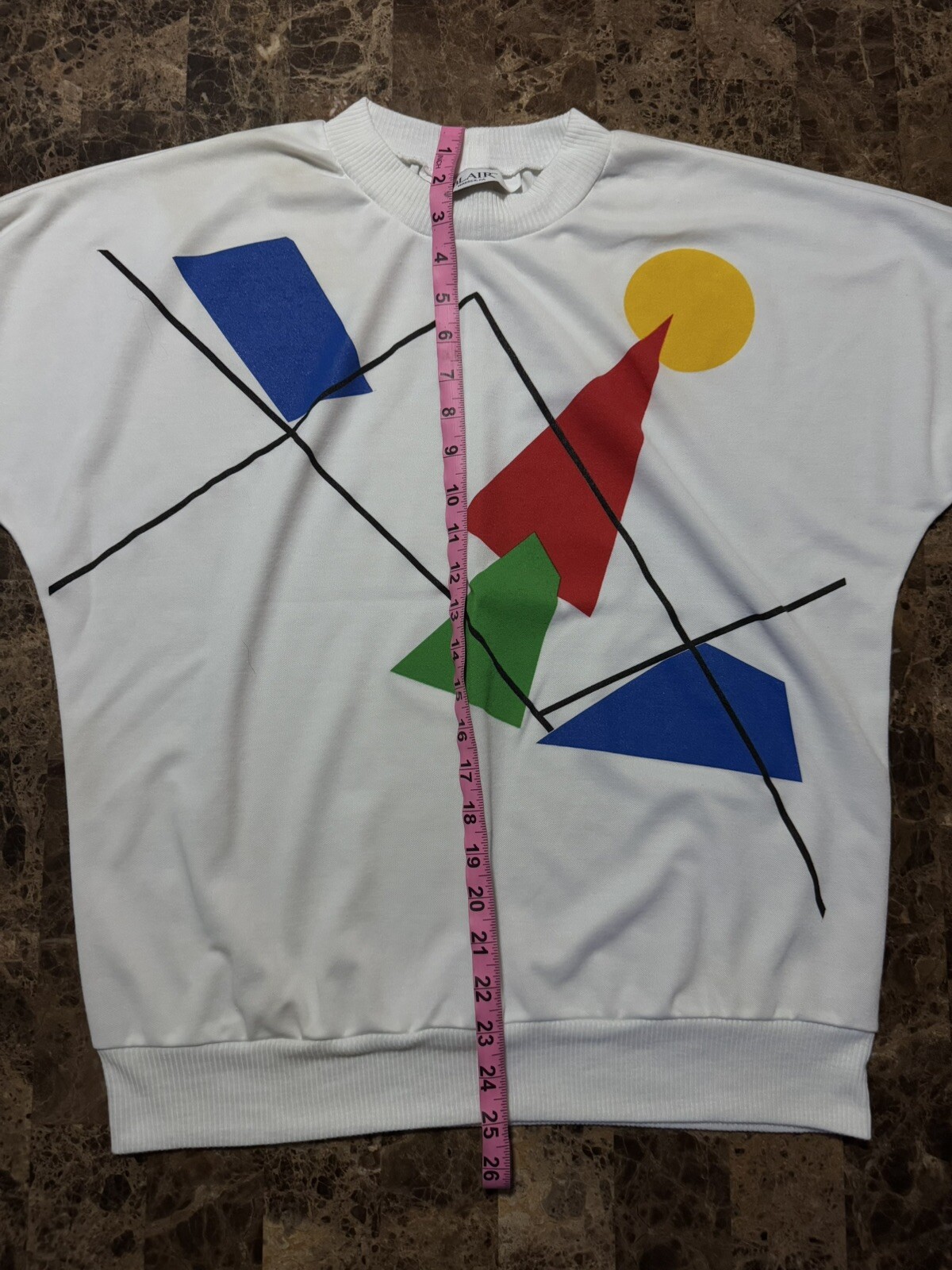 Vintage 80s 90s Abstract Geometric Primary Colors Top Size 20