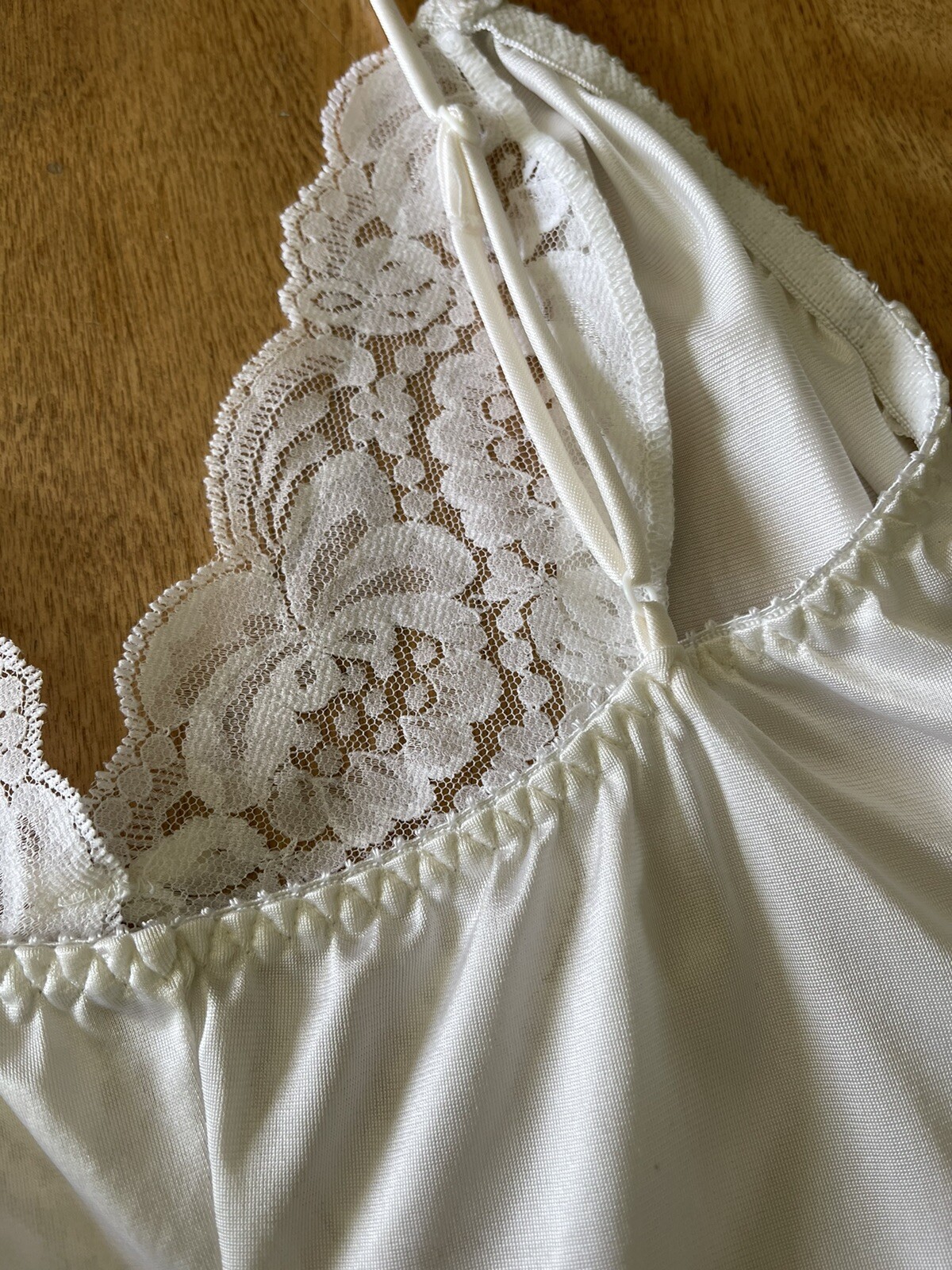 Vintage Darling Lingerie Semi Sheer Nylon Lace Slip Dress Size S Cottagecore