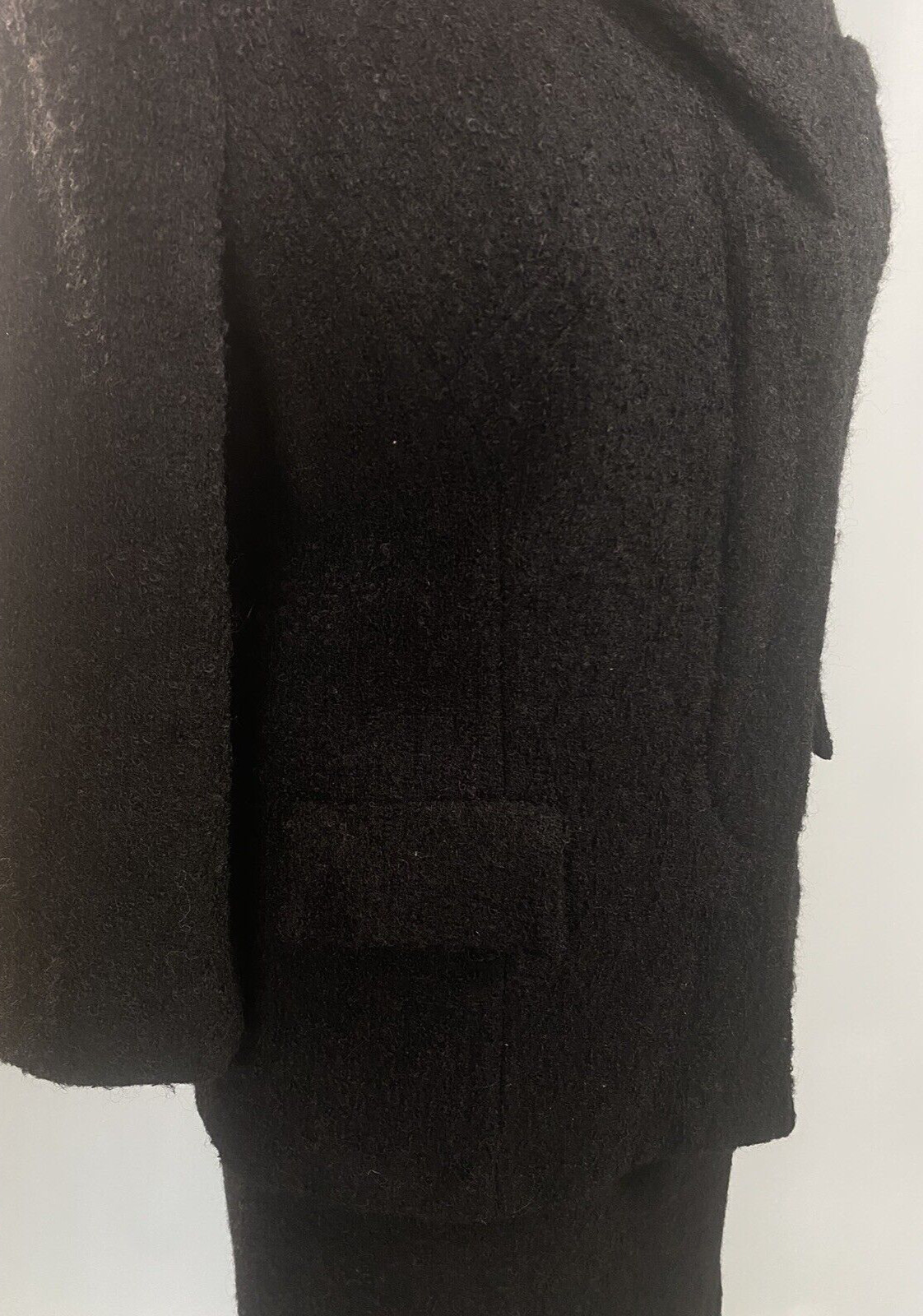 Vintage Boucle Wool suit SIZE SMALL black MYRON LOUIS BOSTON 60s retro pencil