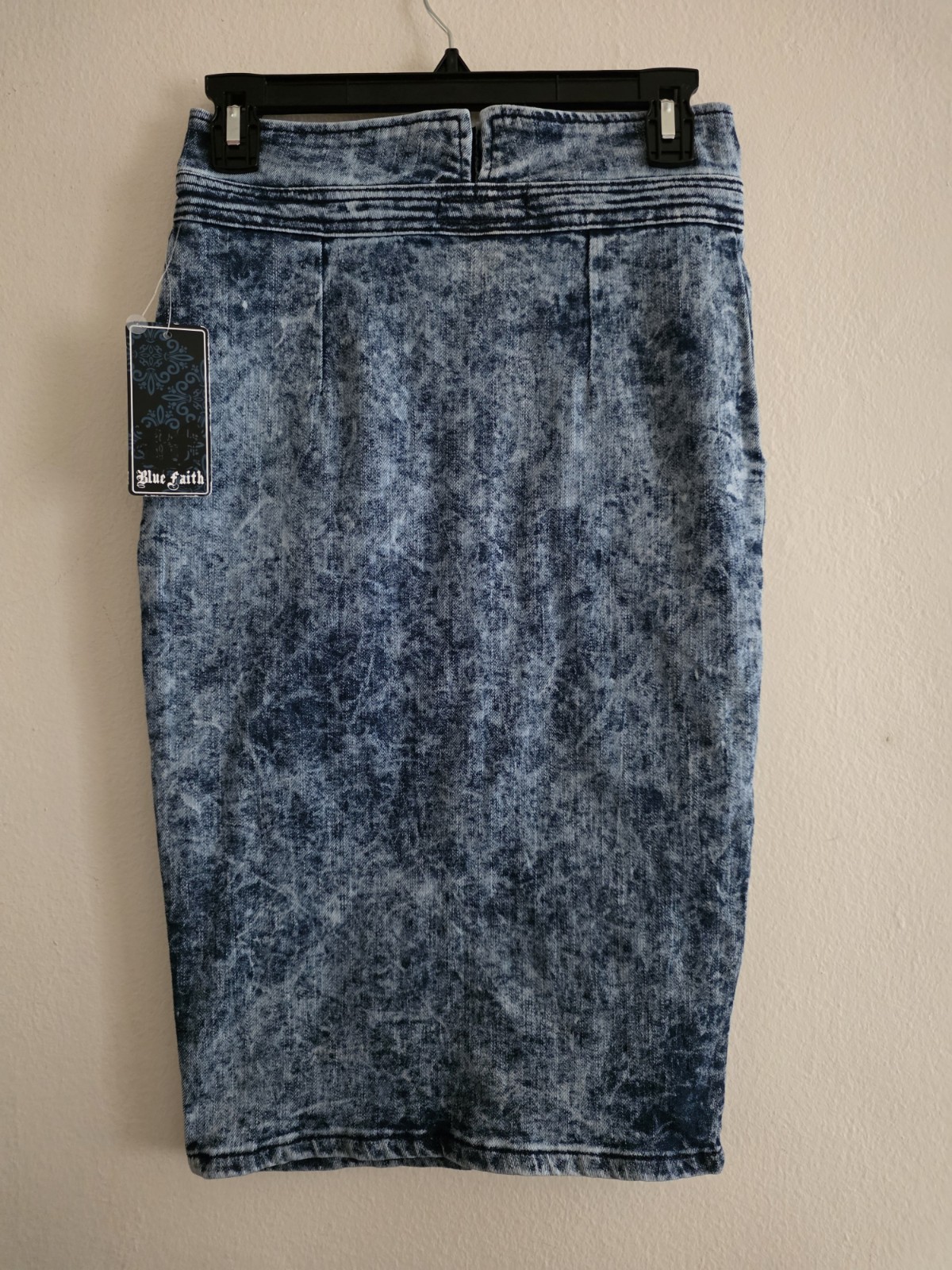 Faith Blue Vintage 80’s 90’s Acid Wash Denim Pencil midi Sz L Nwt