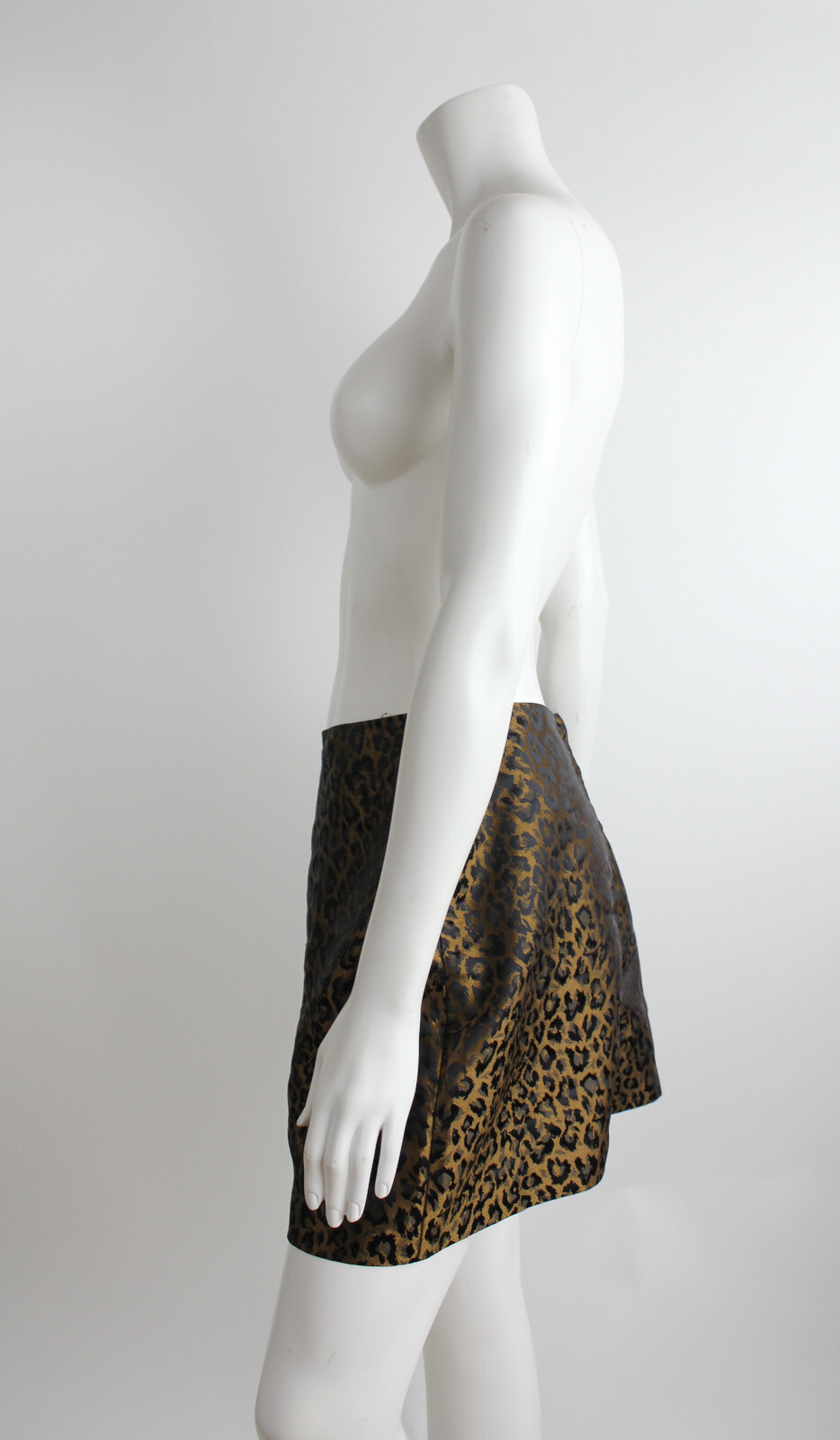 Vtg 1990s Leopard Print Spotted Animal A-Line Mini Skirt Club Kid Punk Goth M-L