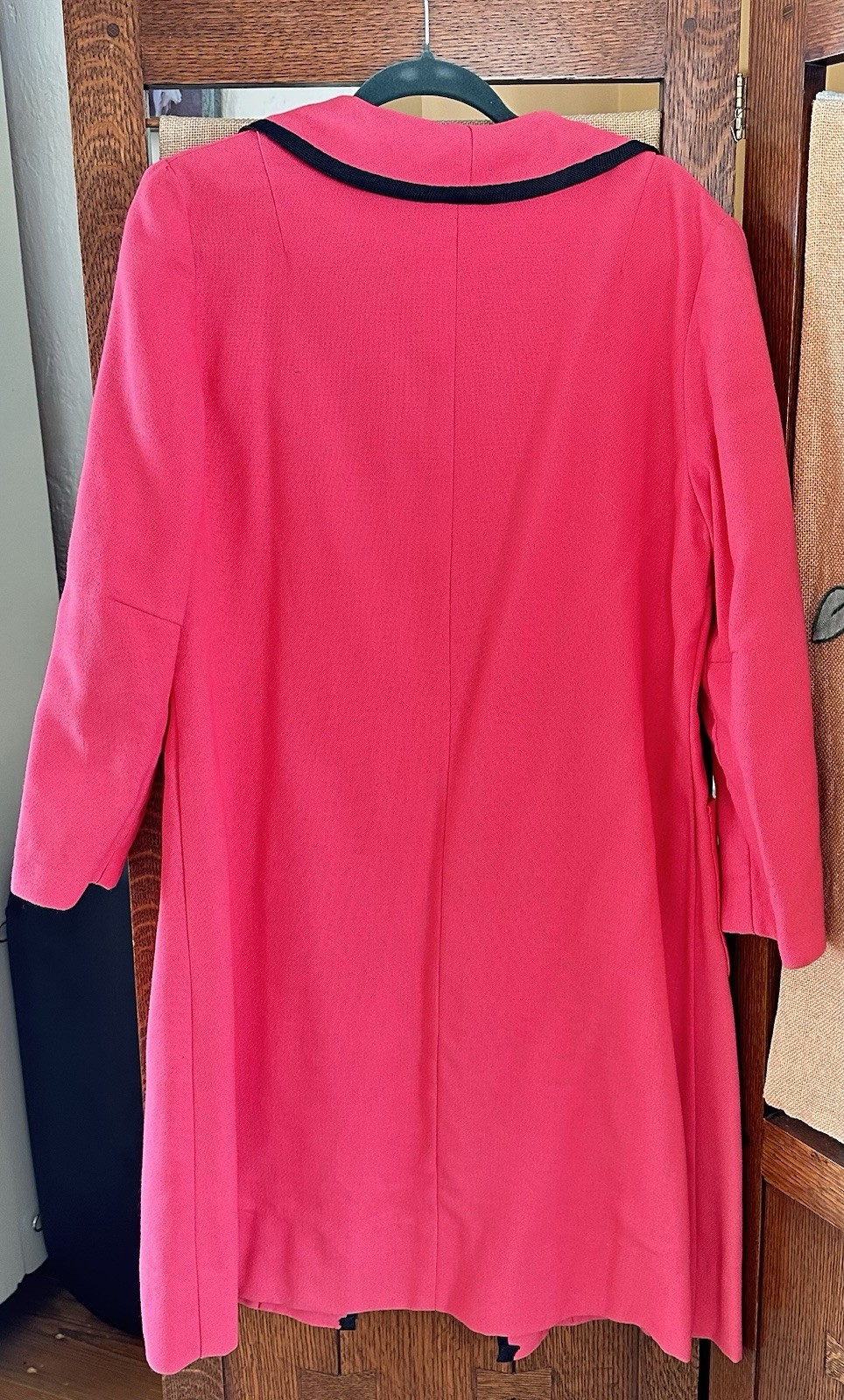 Vintage Vogue Special Design Hot Pink Black Trim Coat Dress Mod Glam Jacket
