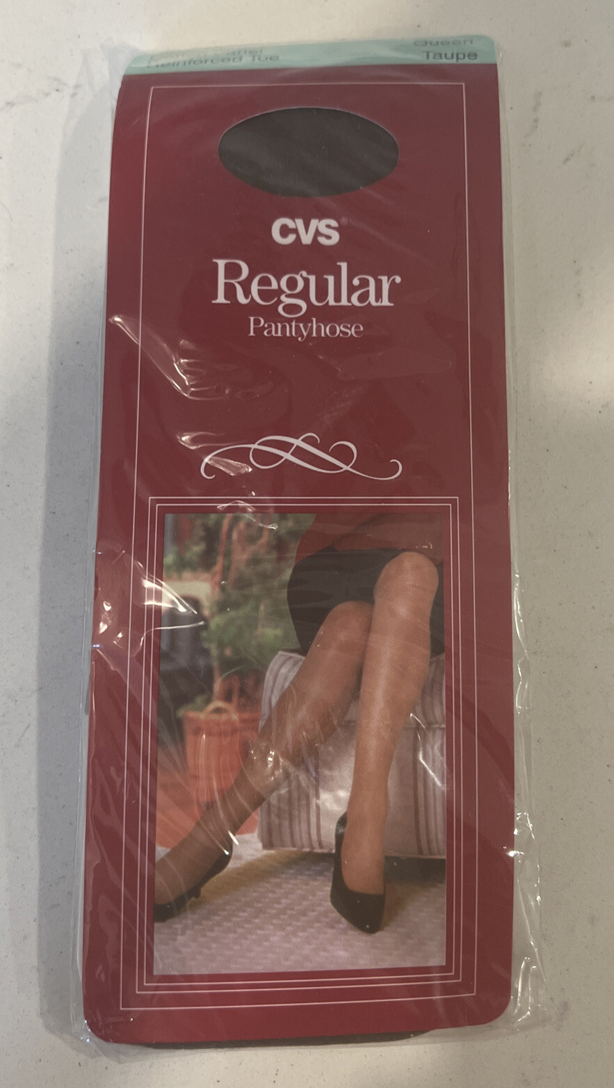 Vintage CVS Regular Pantyhose Queen Taupe New! Cotton Panel Reinforced Toe USA