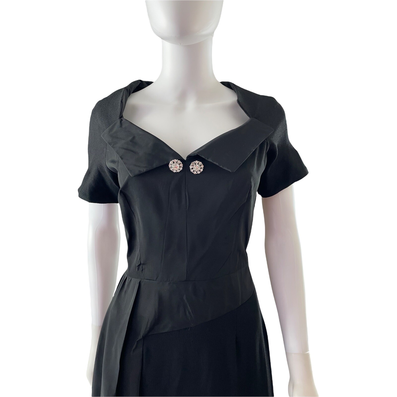 Vintage 40s Little Black Dress, Sz M, Metal Talon Side Zipper