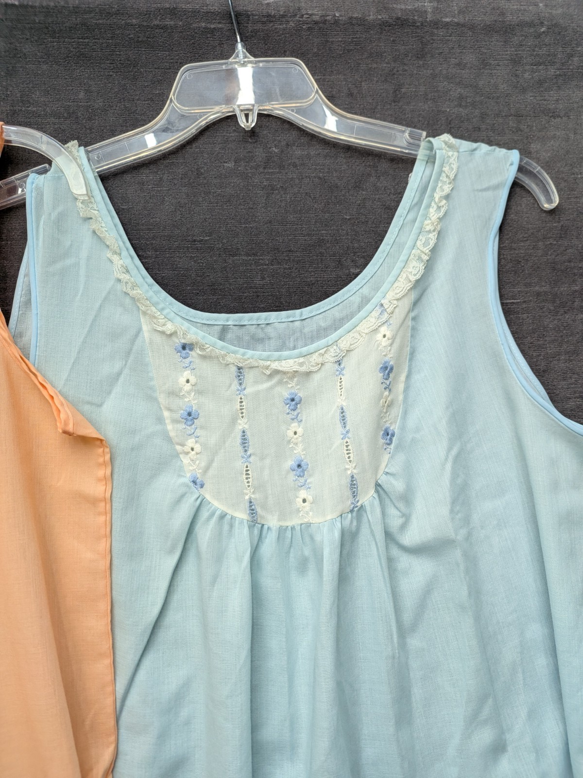 Vintage Sleeveless Granny Nightgowns Peach/Blue Lightweight Grandma Core (2)